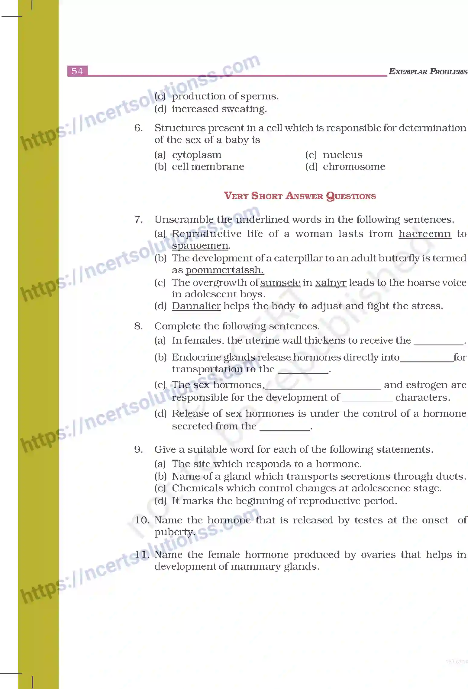 NCERT-Exemplar-Questions-Class-8-Science--Reaching-the-Age-of-Adolescence-239-page-2