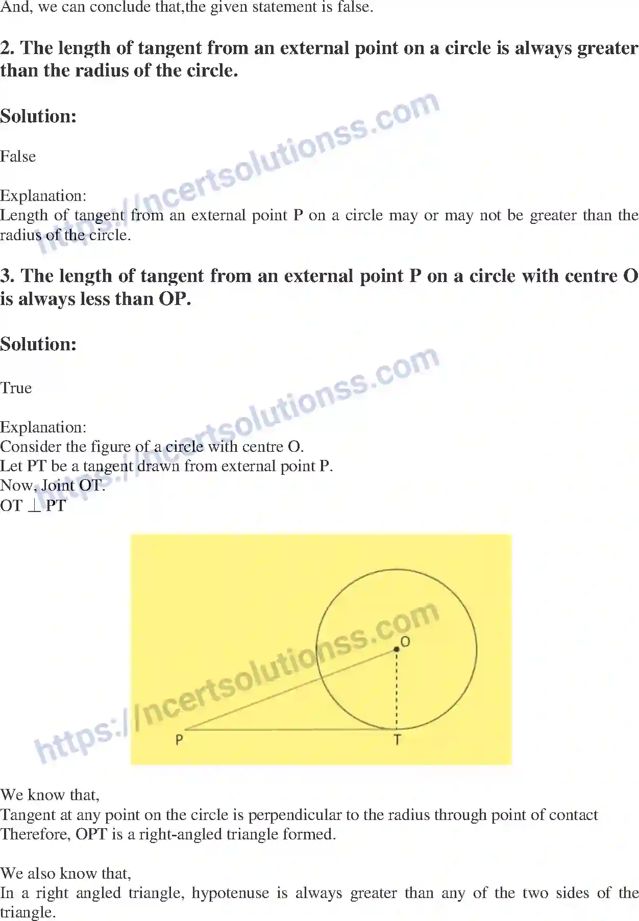 Class 10 Mathematics Circles note