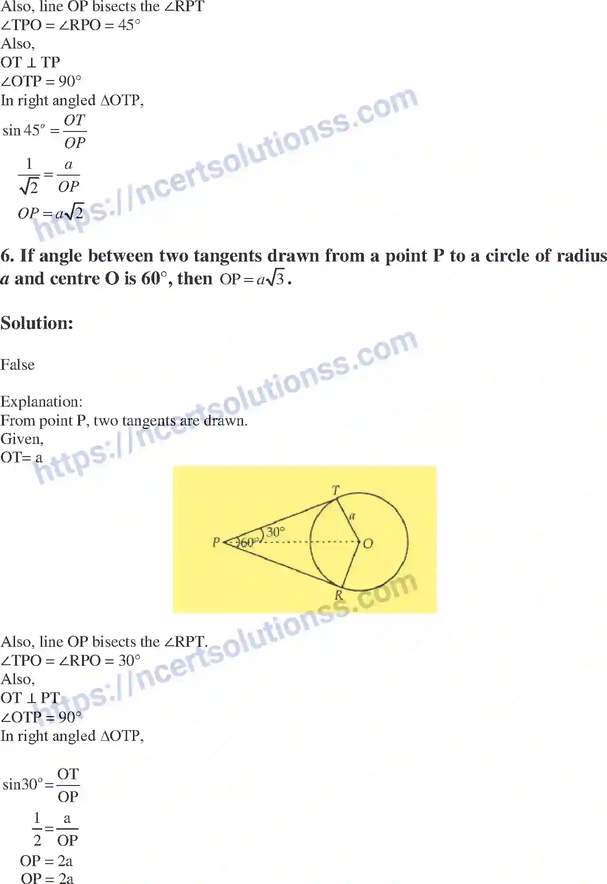 Class 10 Mathematics Circles note