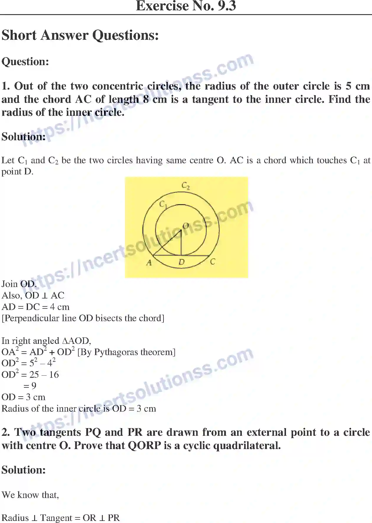 Class 10 Mathematics Circles note