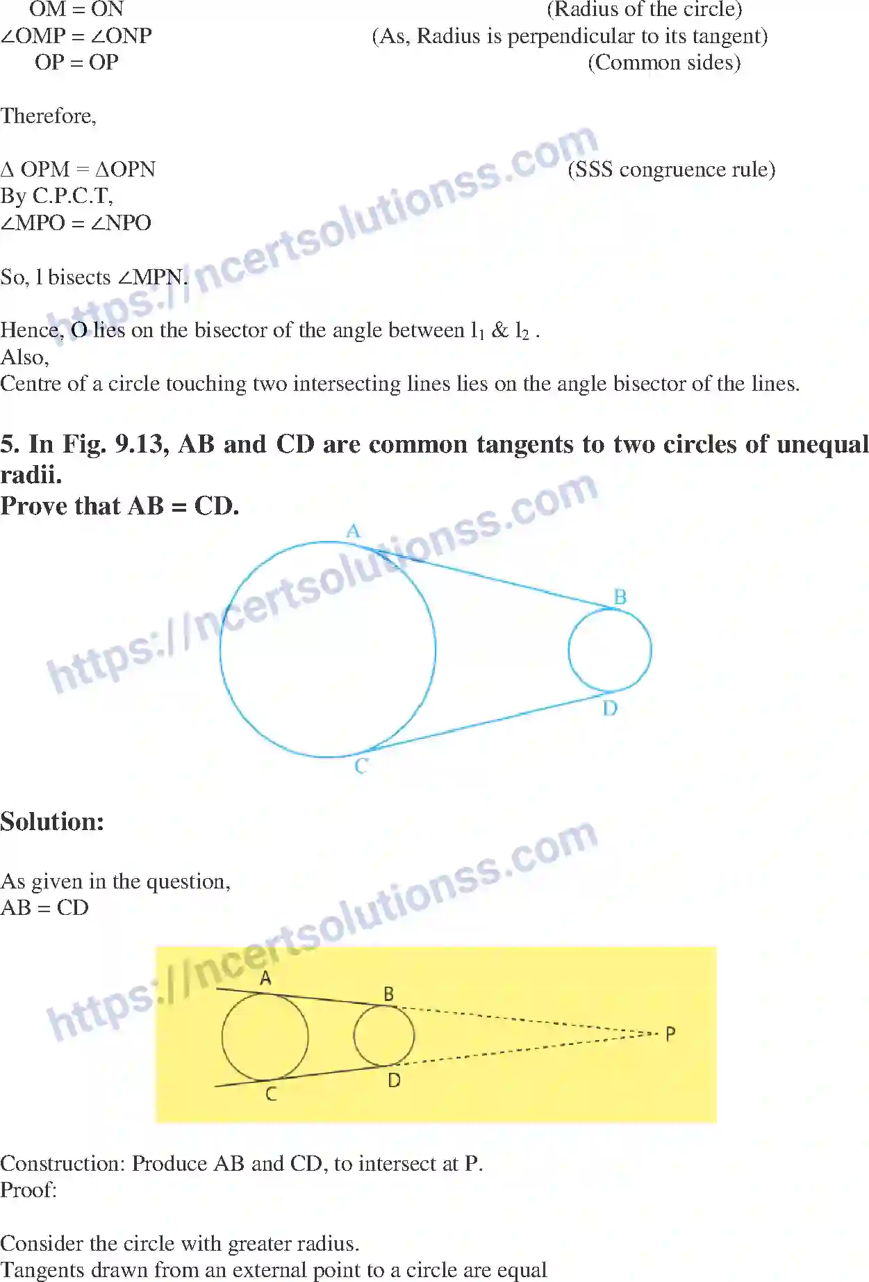 Class 10 Mathematics Circles note