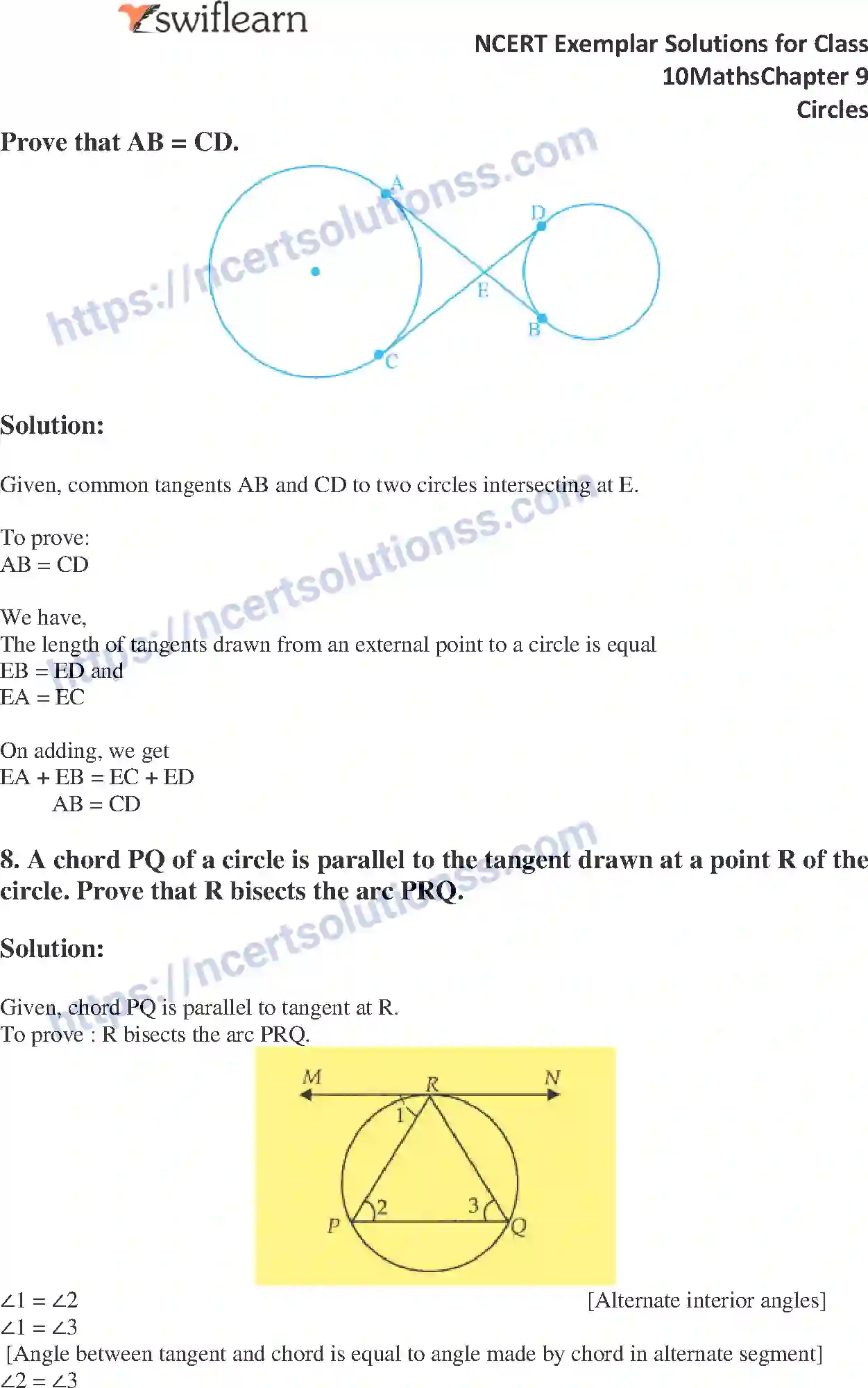 Class 10 Mathematics Circles note