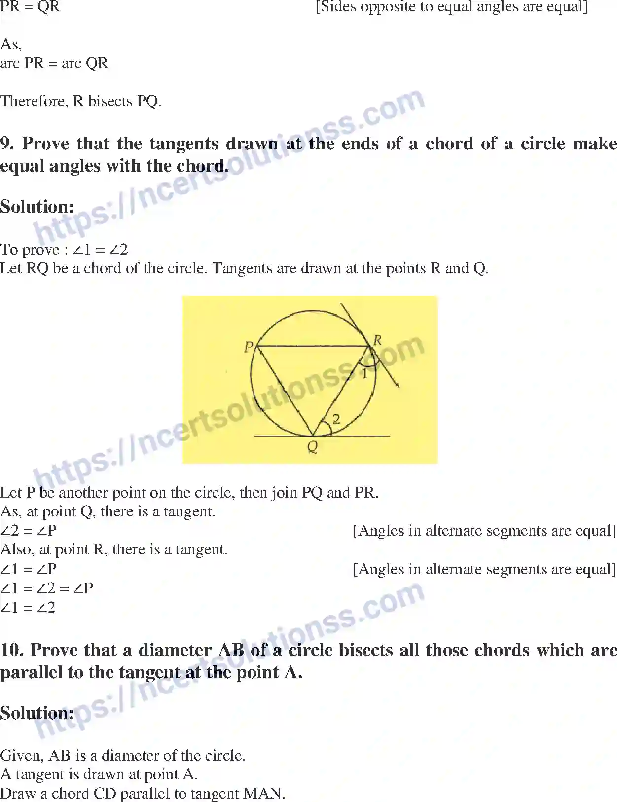 Class 10 Mathematics Circles note