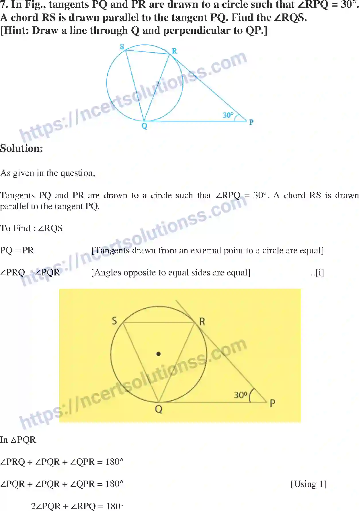Class 10 Mathematics Circles note