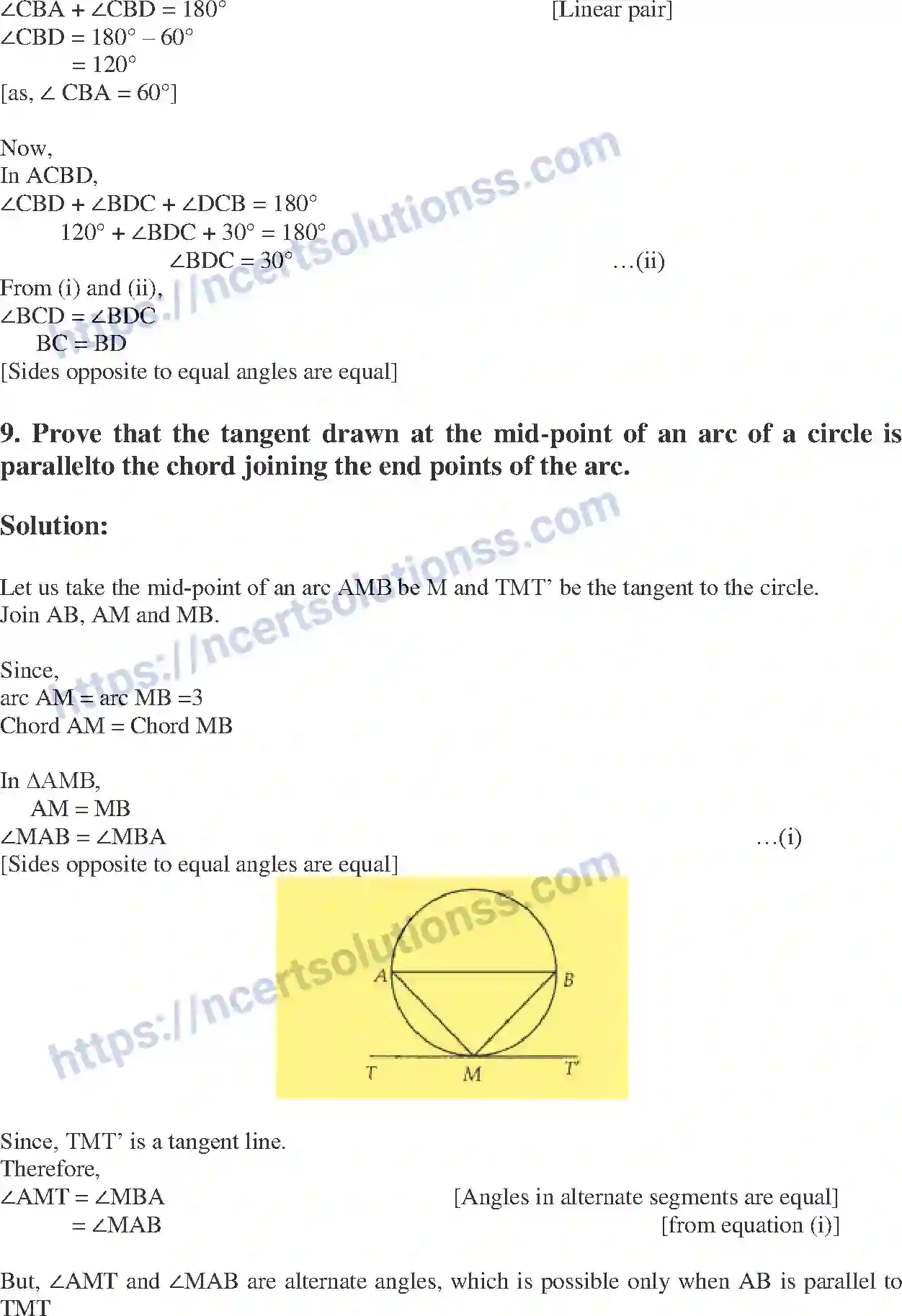 Class 10 Mathematics Circles note