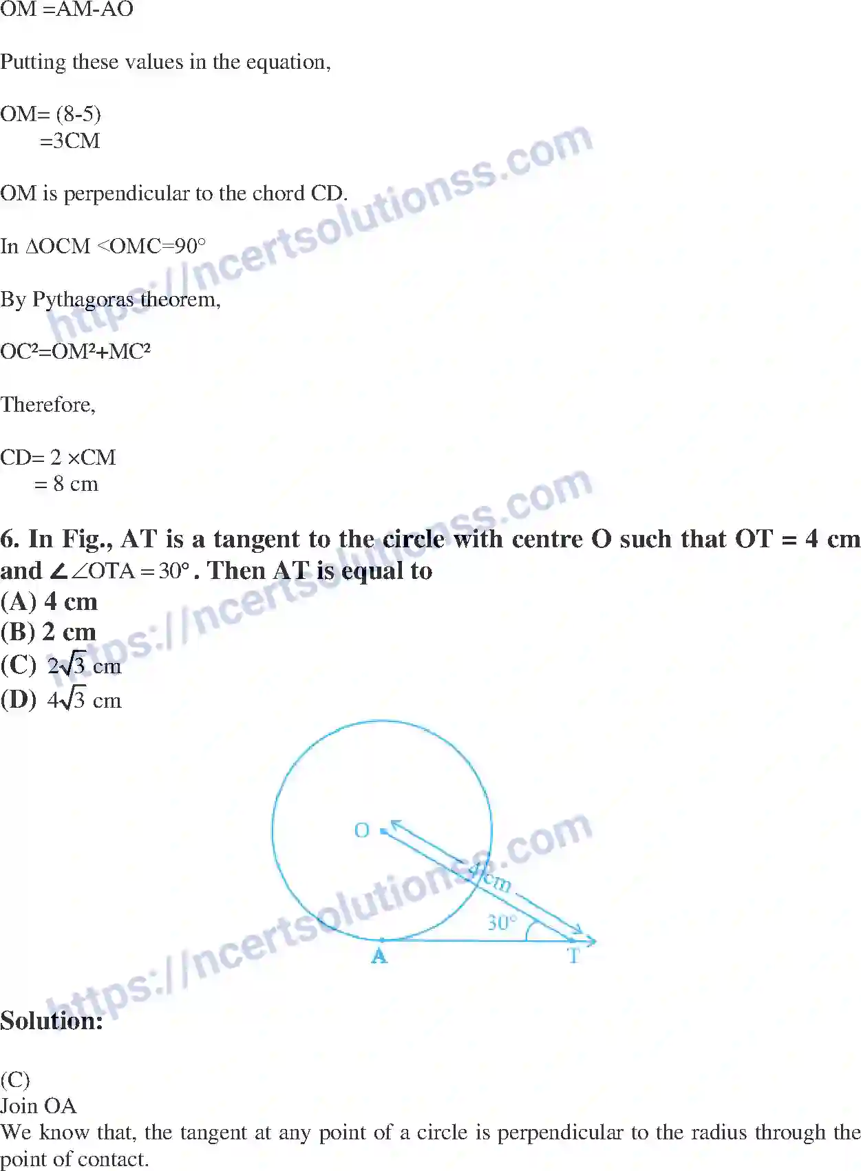Class 10 Mathematics Circles note