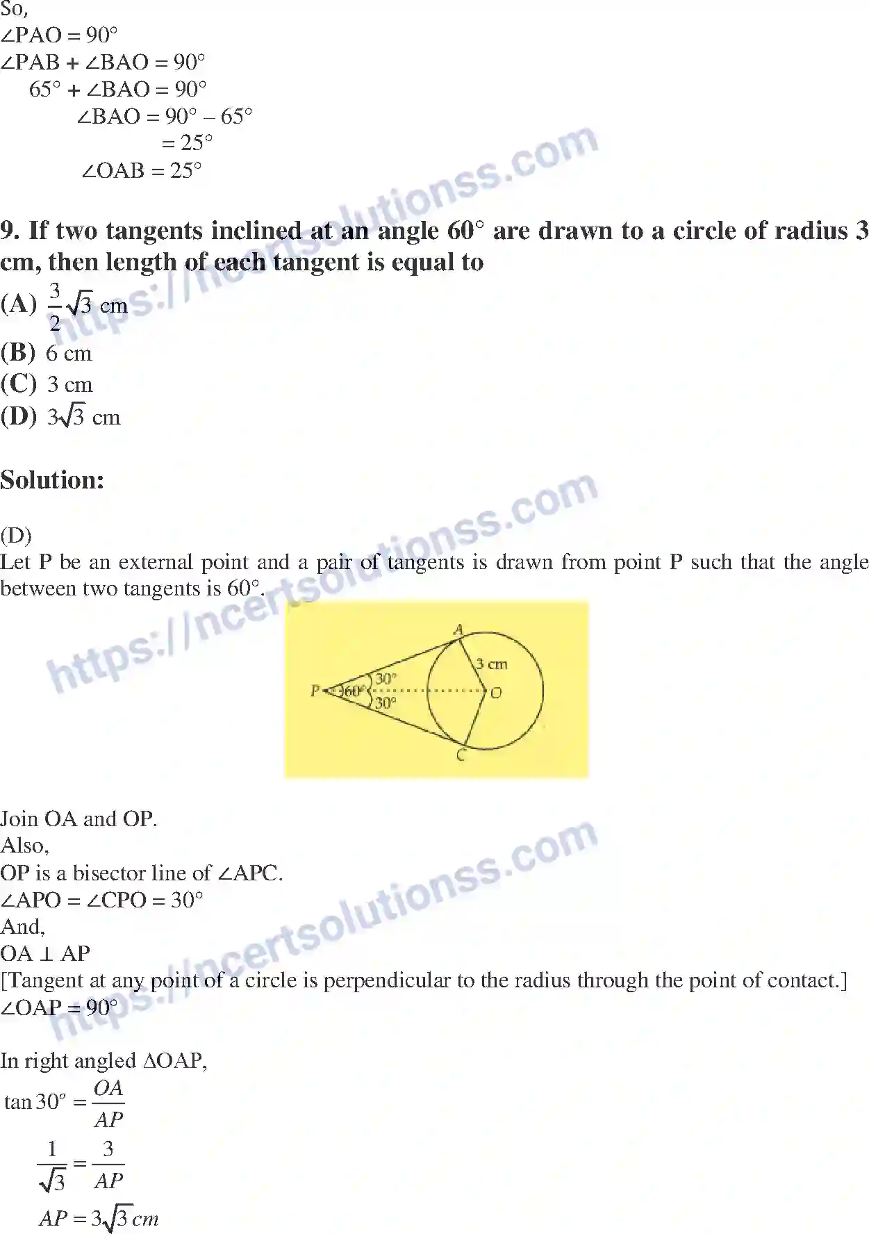 Class 10 Mathematics Circles note