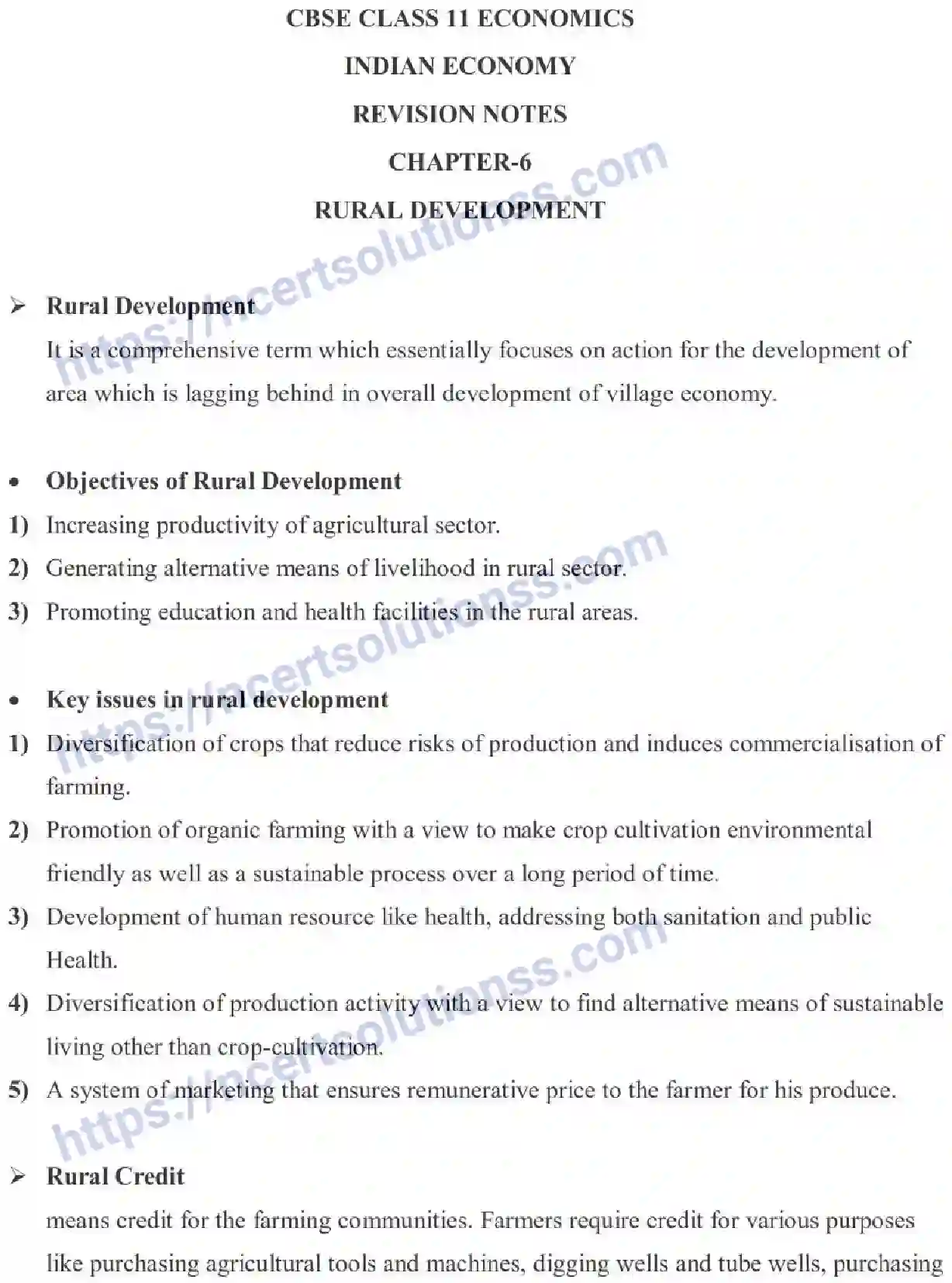 NCERT-Notes-Class-11-Indian-Economic-Development-Rural-Development-455-page-1