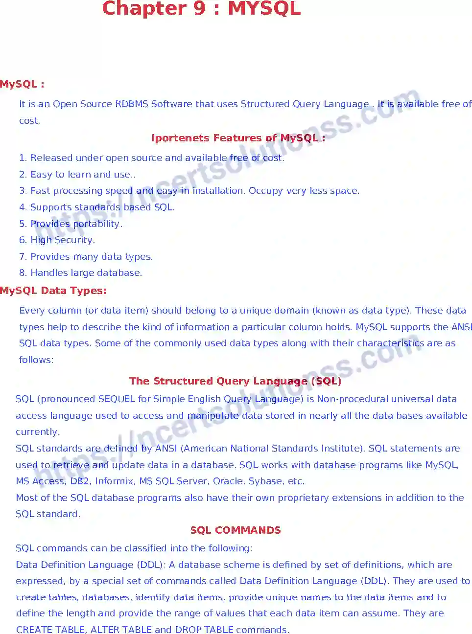 NCERT-Notes-Class-11-Informatics-Practices-Chapter-9-MYSQL-284-page-1