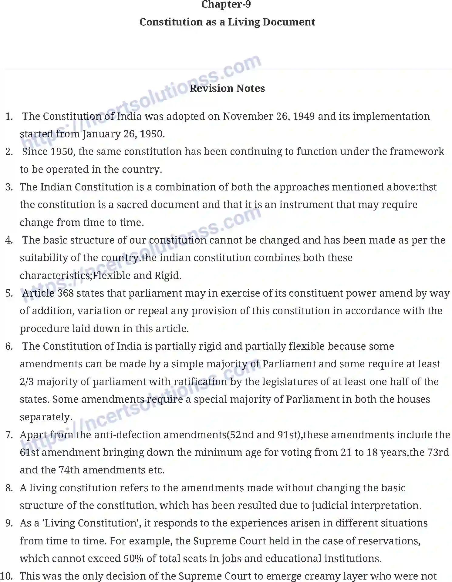 NCERT-Notes-Class-11-Political-Science-Constitution-as-a-Living-Document-428-page-1