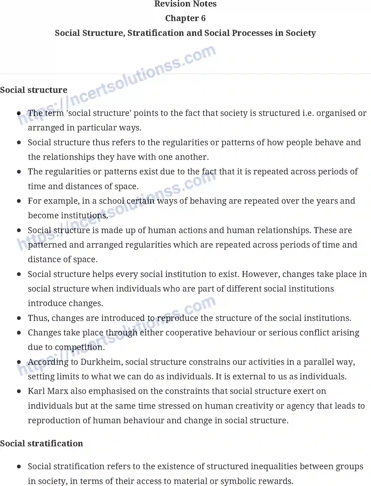 NCERT-Notes-Class-11-Sociology-Social-Structure-Stratification-and-Social-Processes-in-Society-445-page-1