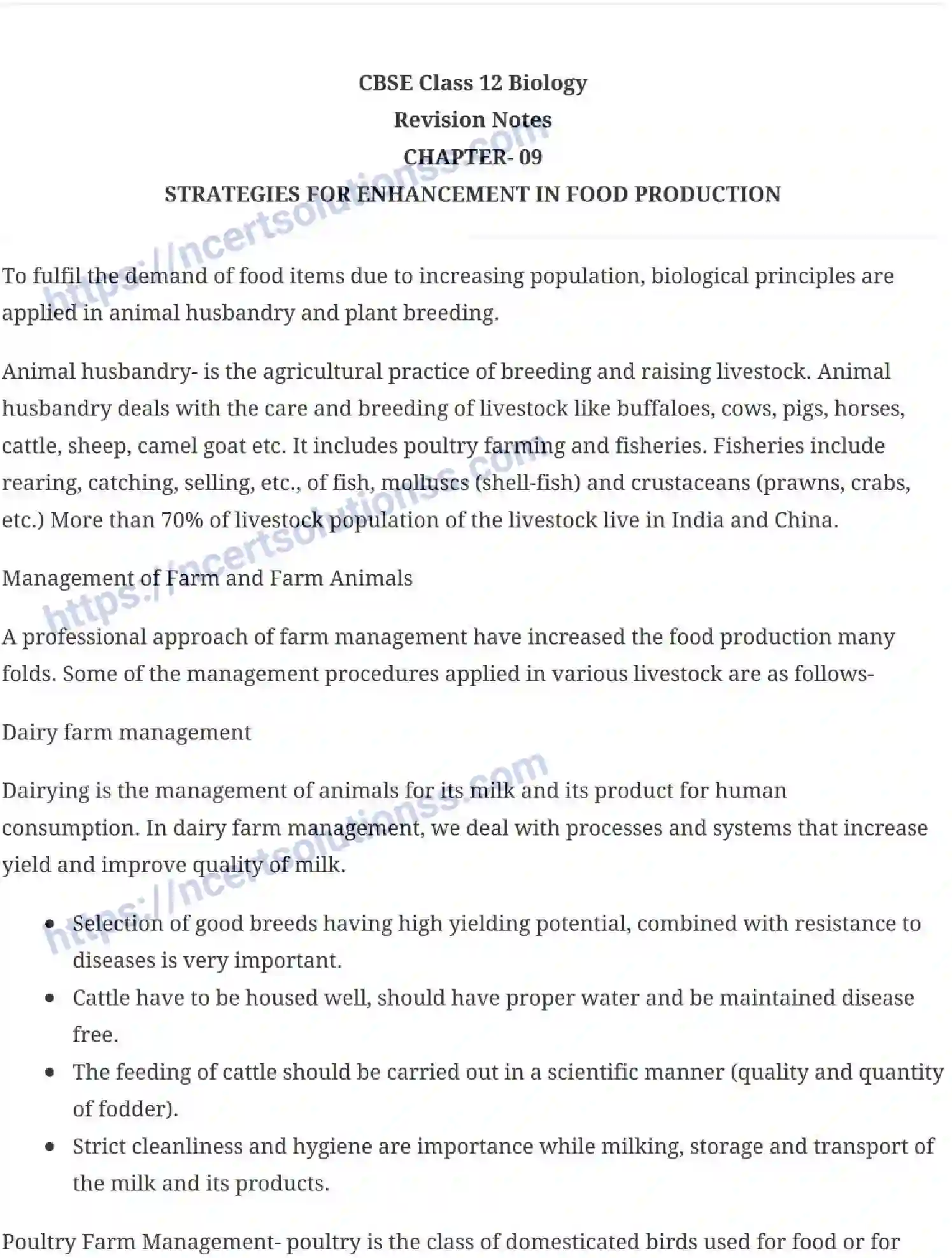 NCERT-Notes-Class-12-Biology-Strategies-for-Enhancement-in-Food-Production-22-page-1