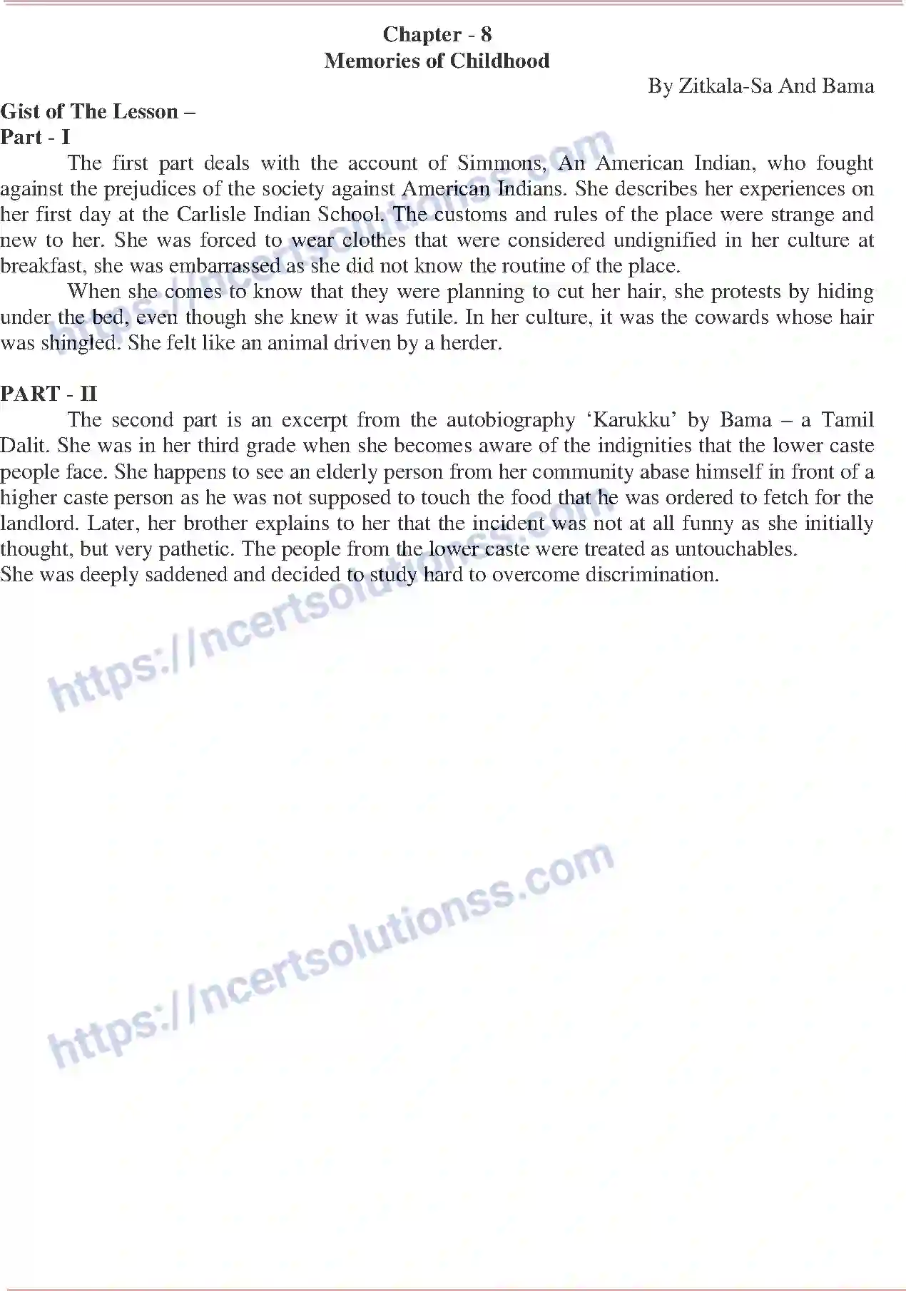 NCERT-Notes-Class-12-English-Core-Memories-of-Childhood-158-page-1