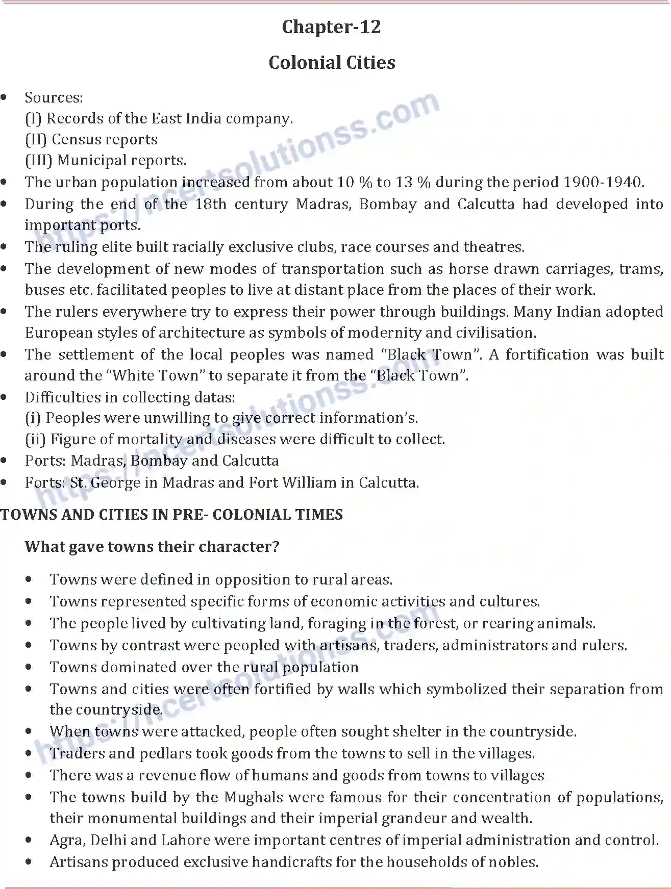 NCERT-Notes-Class-12-History-Colonial-Cities-124-page-1