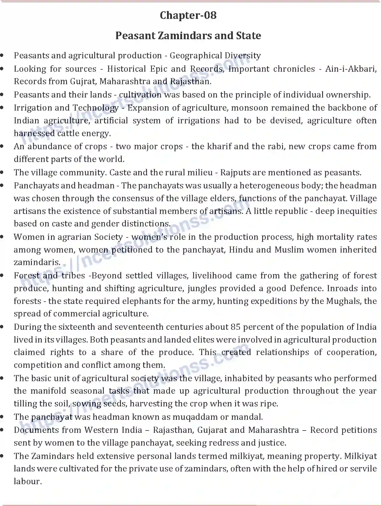 NCERT-Notes-Class-12-History-Peasant-Zamindars-and-State-120-page-1