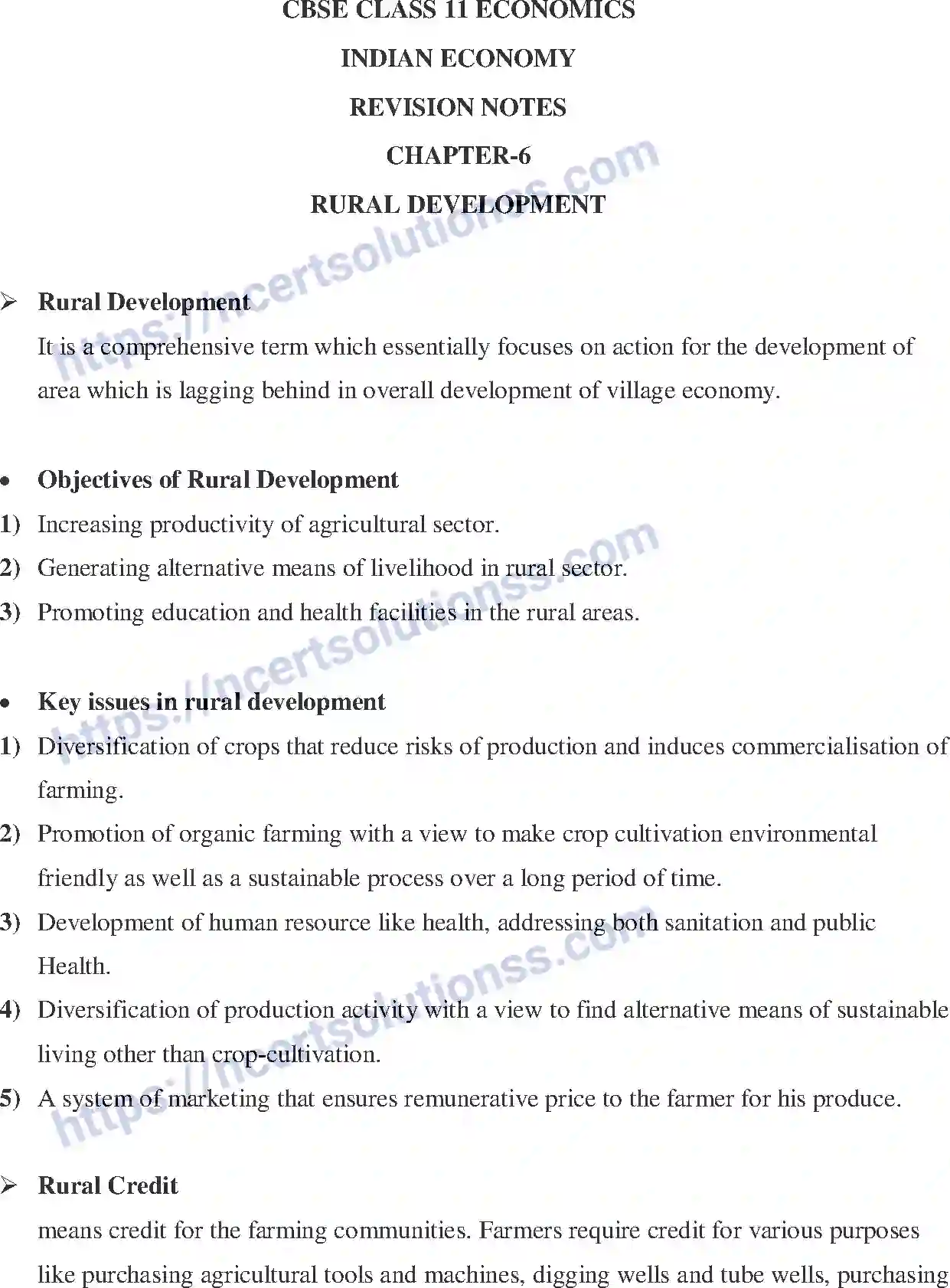 NCERT-Notes-Class-12-Indian-Economics-Rural-Development-182-page-1