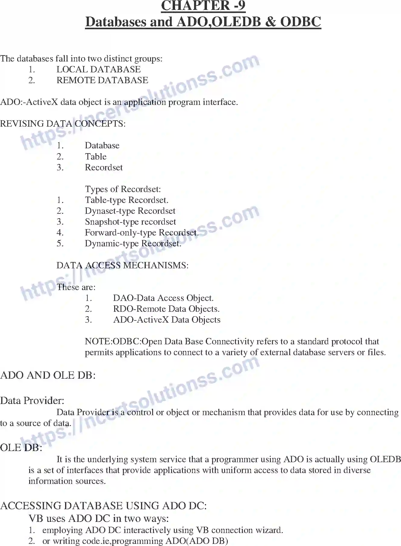 NCERT-Notes-Class-12-Information-Pratice-Databases-and-ADO-OLEDB-and--ODBC-53-page-1