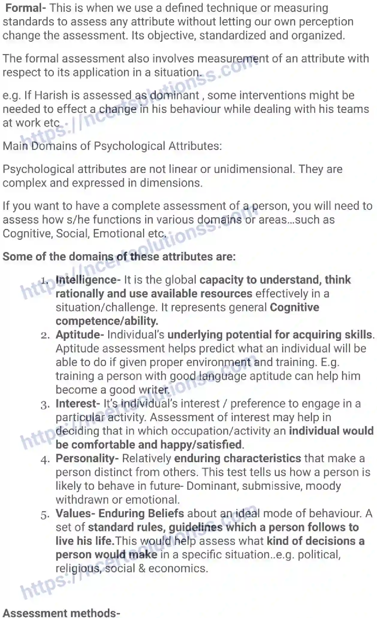 Class 12 Psychology Variations in Psychological Attributes note