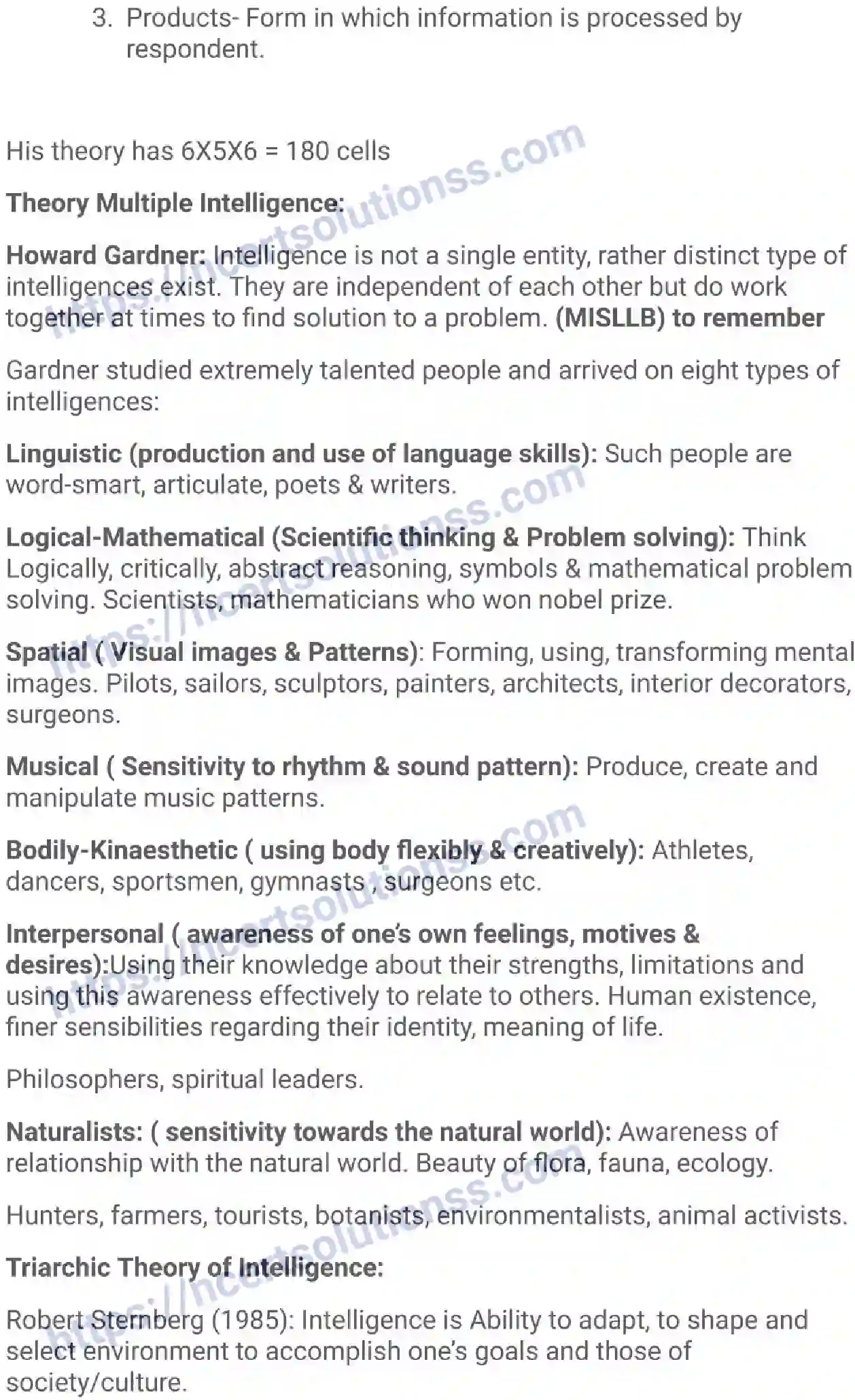 Class 12 Psychology Variations in Psychological Attributes note