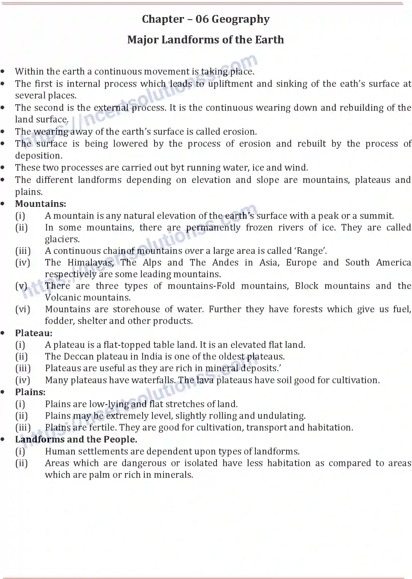 NCERT-Notes-Class-6-Social-Science-Major-Landforms-of-Earth-767-page-1
