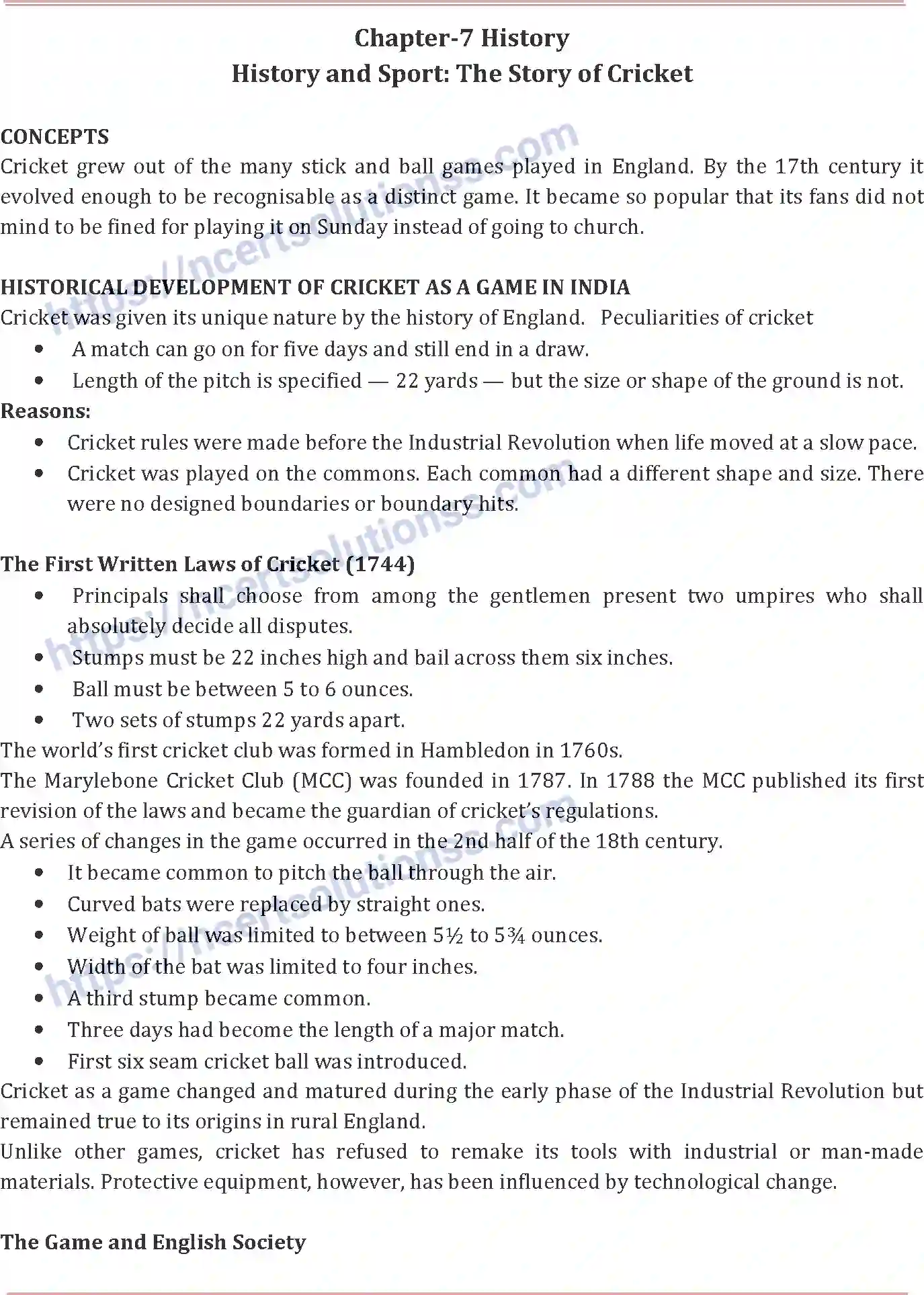NCERT-Notes-Class-9-Social-Science-History-and-Sport-The-Story-of-Cricket-590-page-1