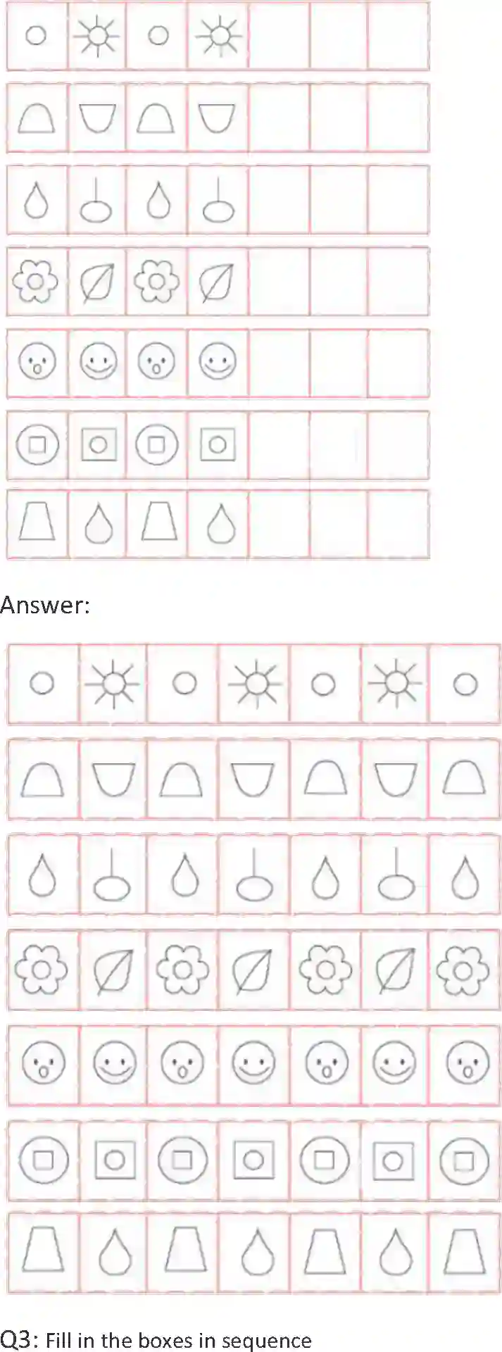 Class 1 Maths Chapter 10 Patterns Solution
