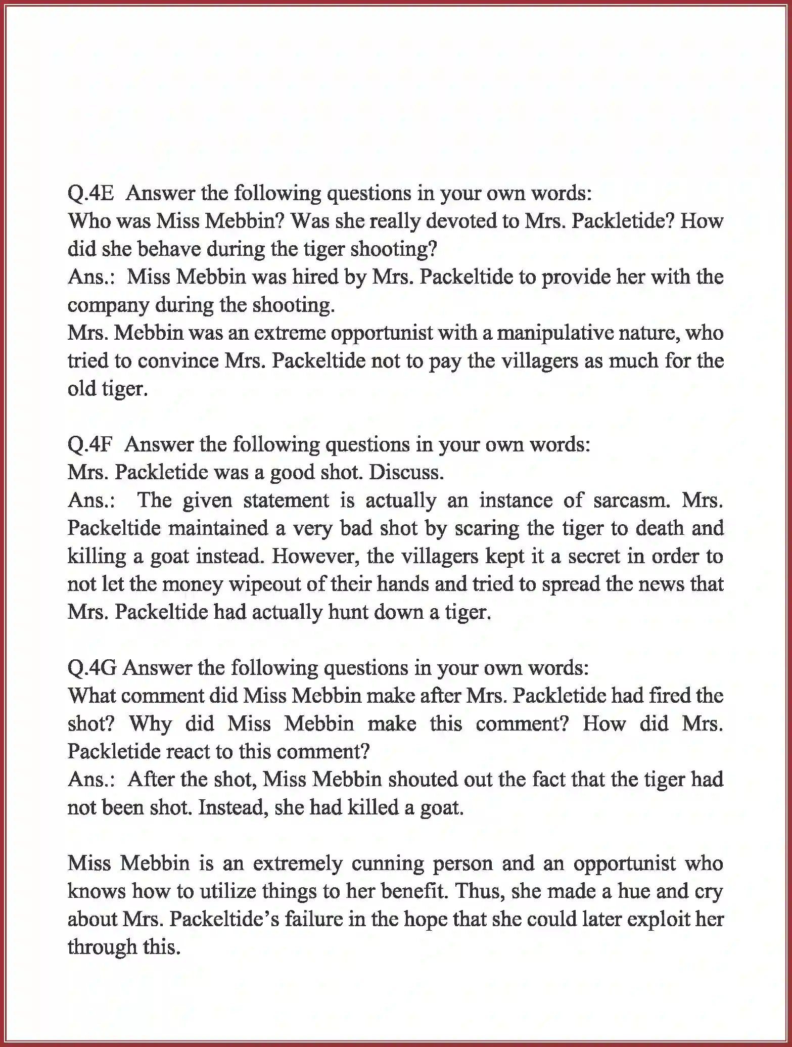 NCERT-Solution-Class-10-English-Mrs-Packletides-Tiger-3129-page-4