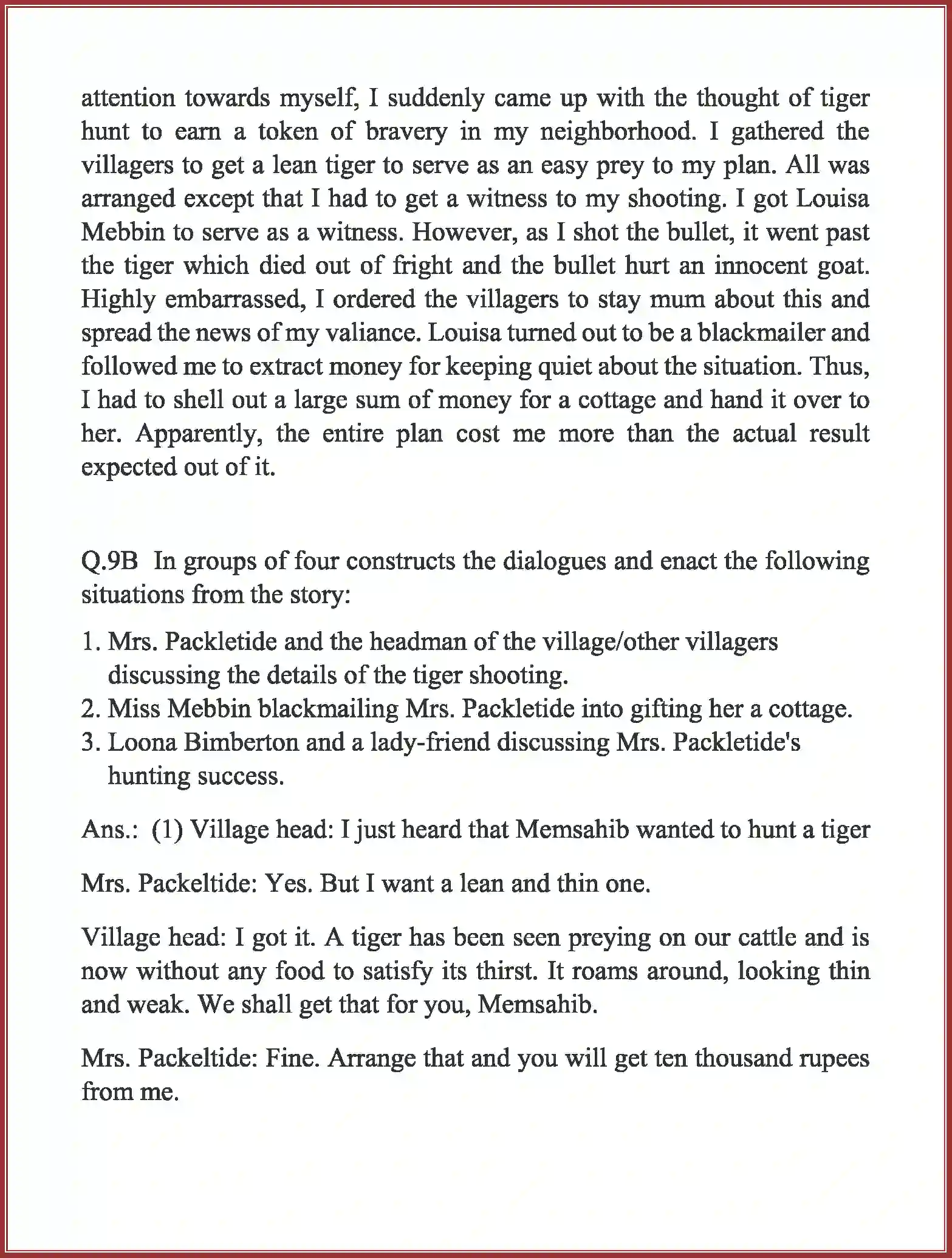NCERT-Solution-Class-10-English-Mrs-Packletides-Tiger-957-page-14