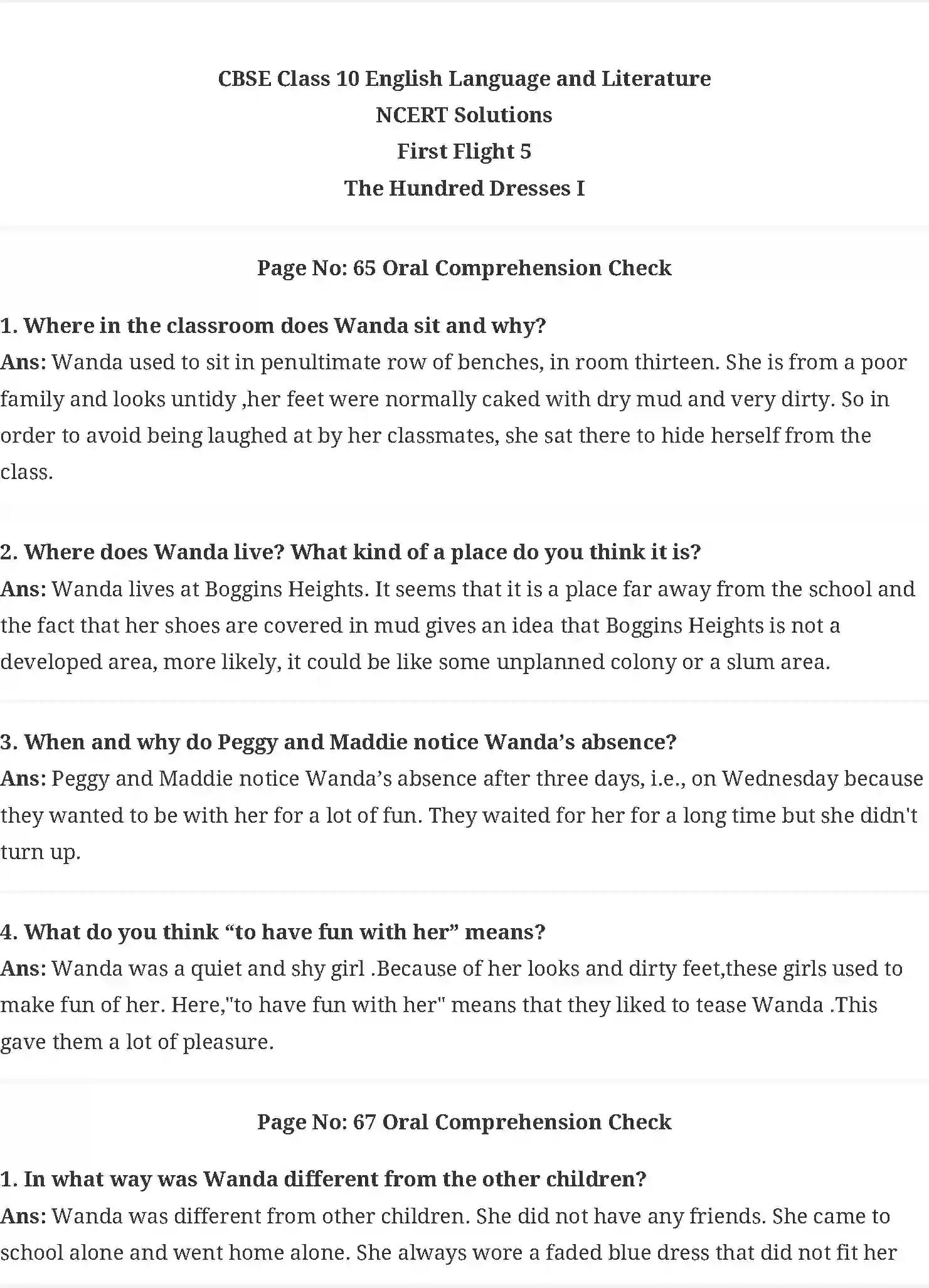 NCERT-Solution-Class-10-First-Flight-The-Hundred-Dressess--1-4853-page-1