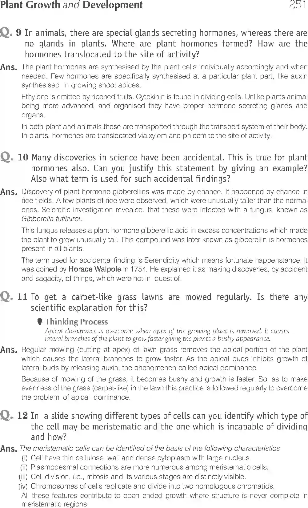 Class 11 Biology Exemplar Plant Growth And Development Solution