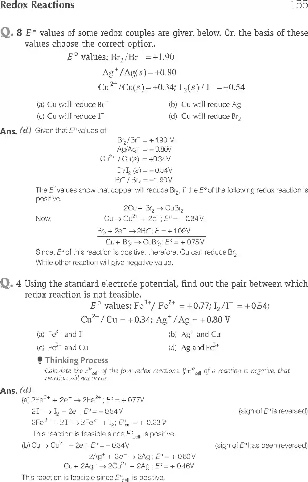 Class 11 Chemistry Exemplar Redox Reactions Solution