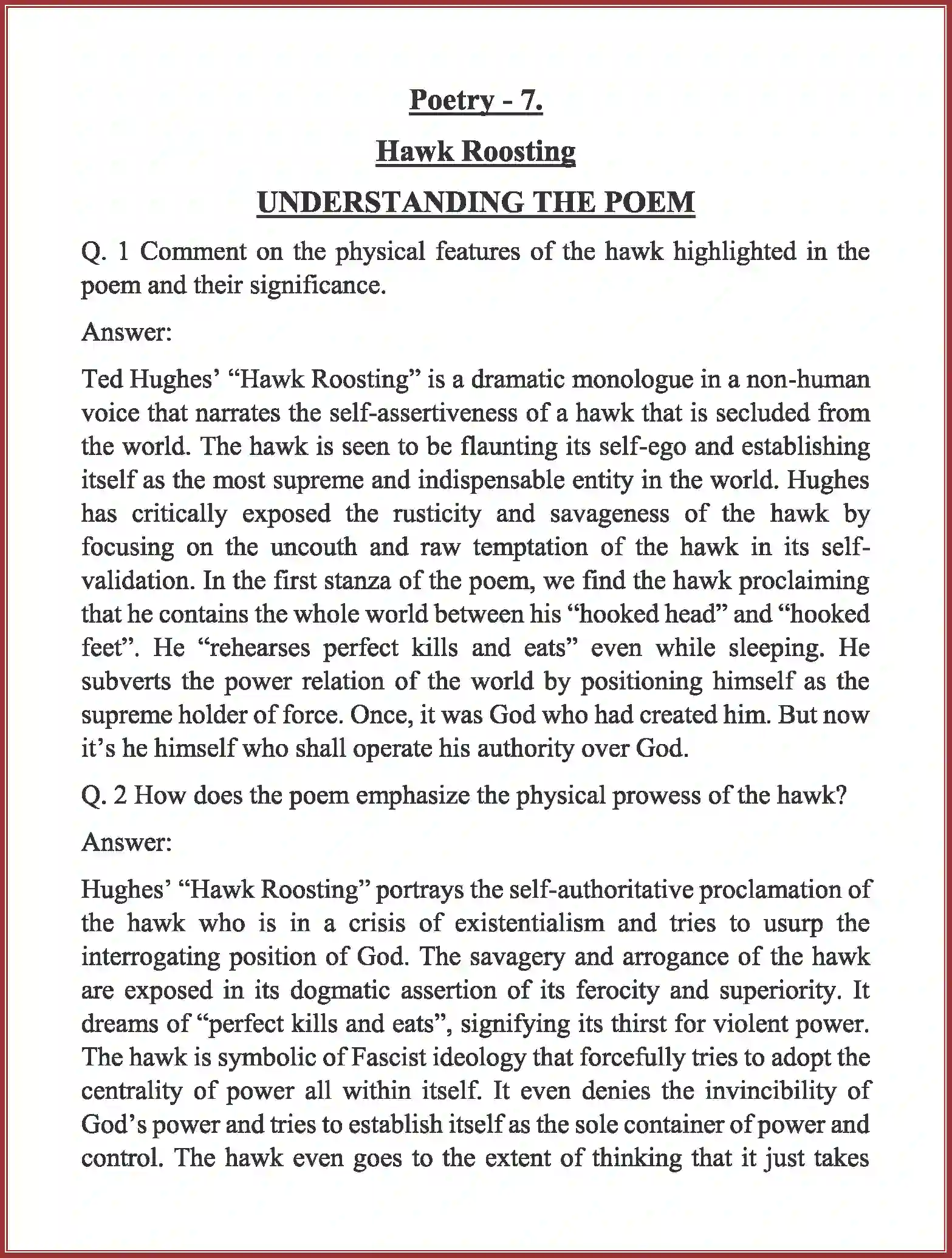 NCERT-Solution-Class-11-English-Woven-Words-Poetry-Hawk-Roosting-2719-page-1