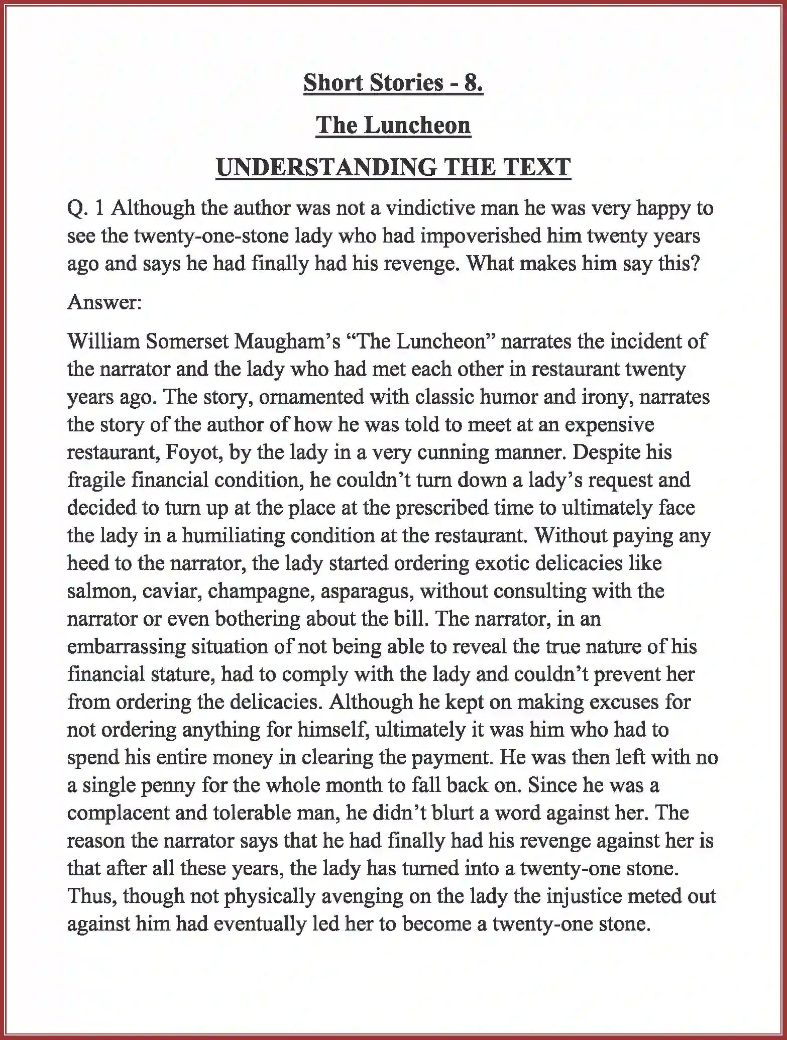 NCERT-Solution-Class-11-English-Woven-Words-Short-Stories-The-Luncheon-2732-page-1