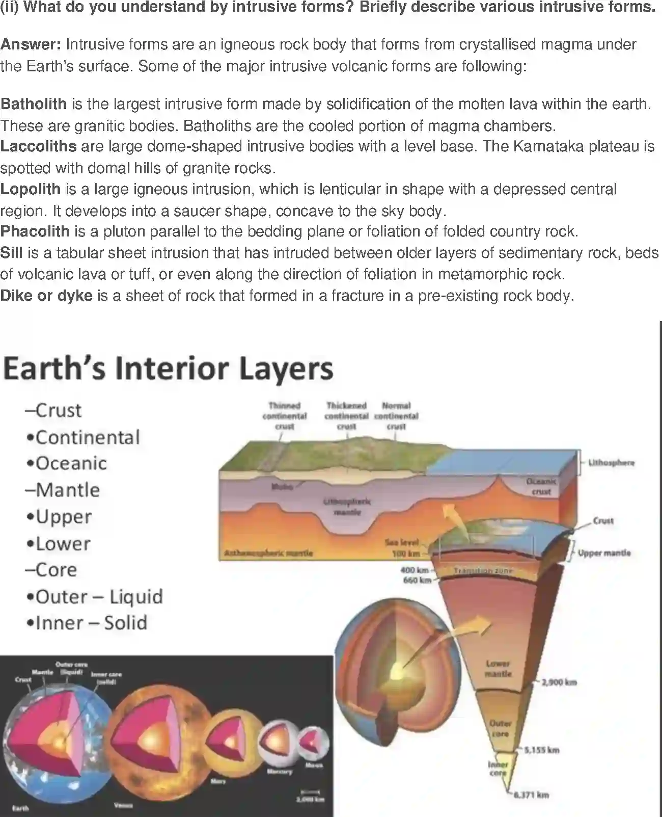 Class 11 Fundamental of Physical Geography Interior of the Earth Solution