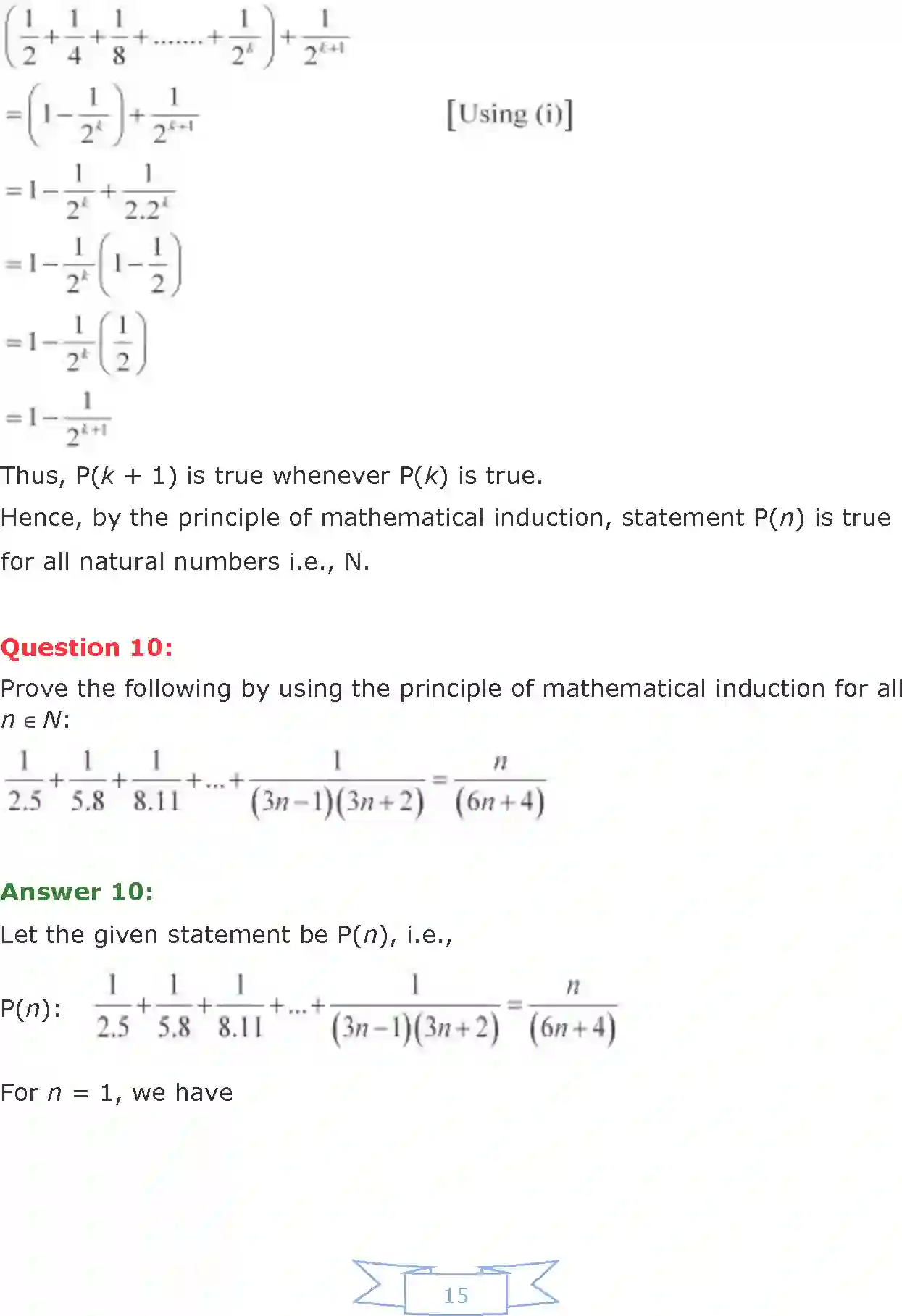 Class 11 Maths Chapter 4 Principle of Mathematical Induction Solution