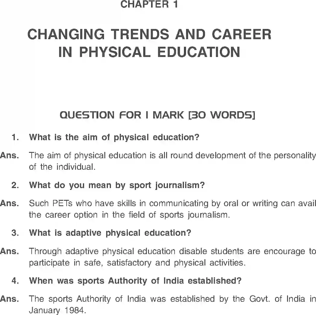 Class 11 Physical Education Chapter 1 Changing Trends and Career in ...