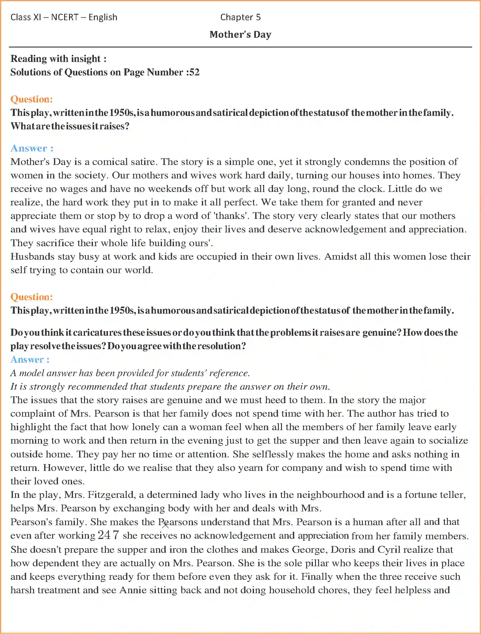 NCERT-Solution-Class-11-Snapshots-Mother’s-Day-4738-page-1
