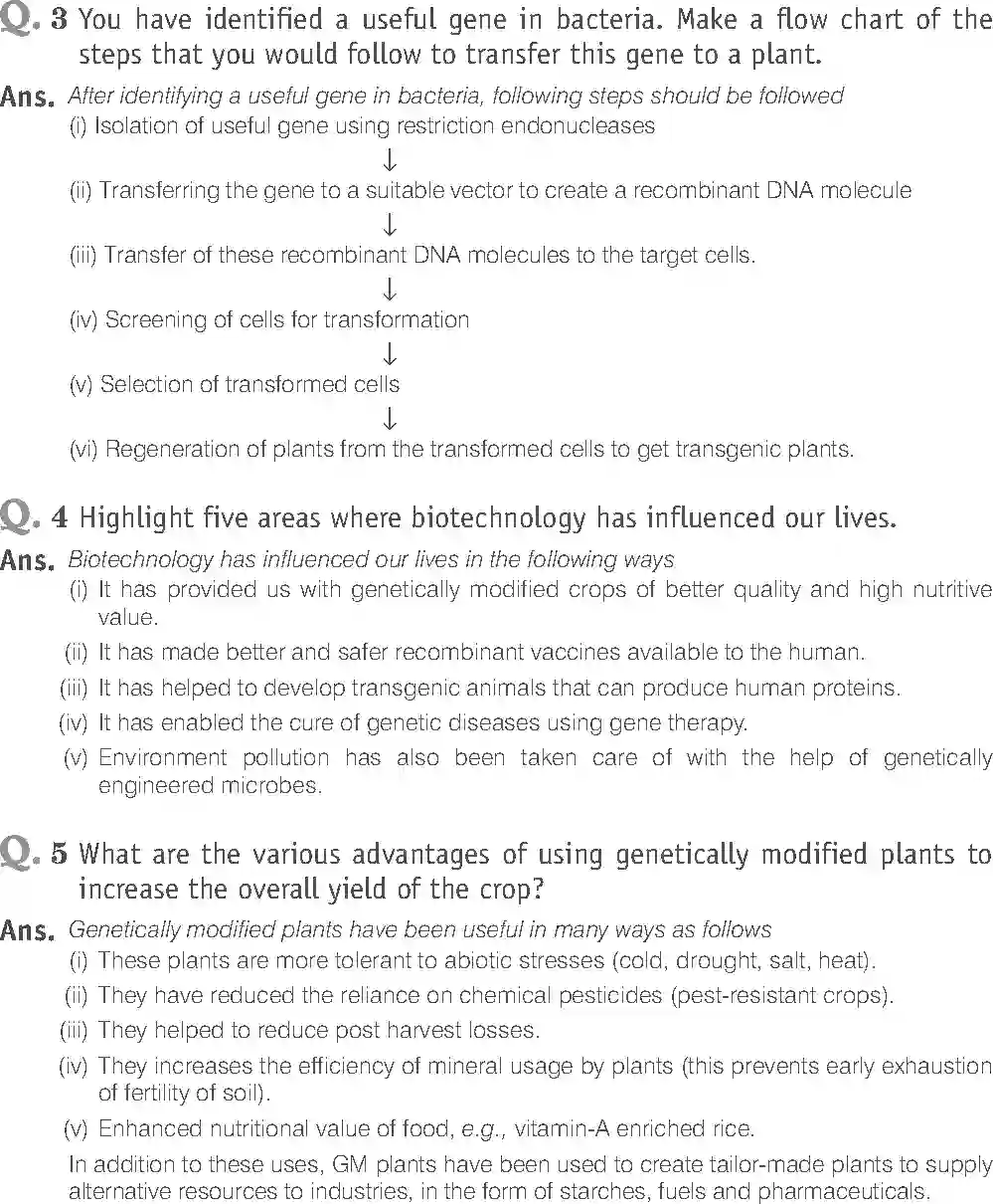 Class 12 Biology Exemplar Biotechnology and Its Applications Solution