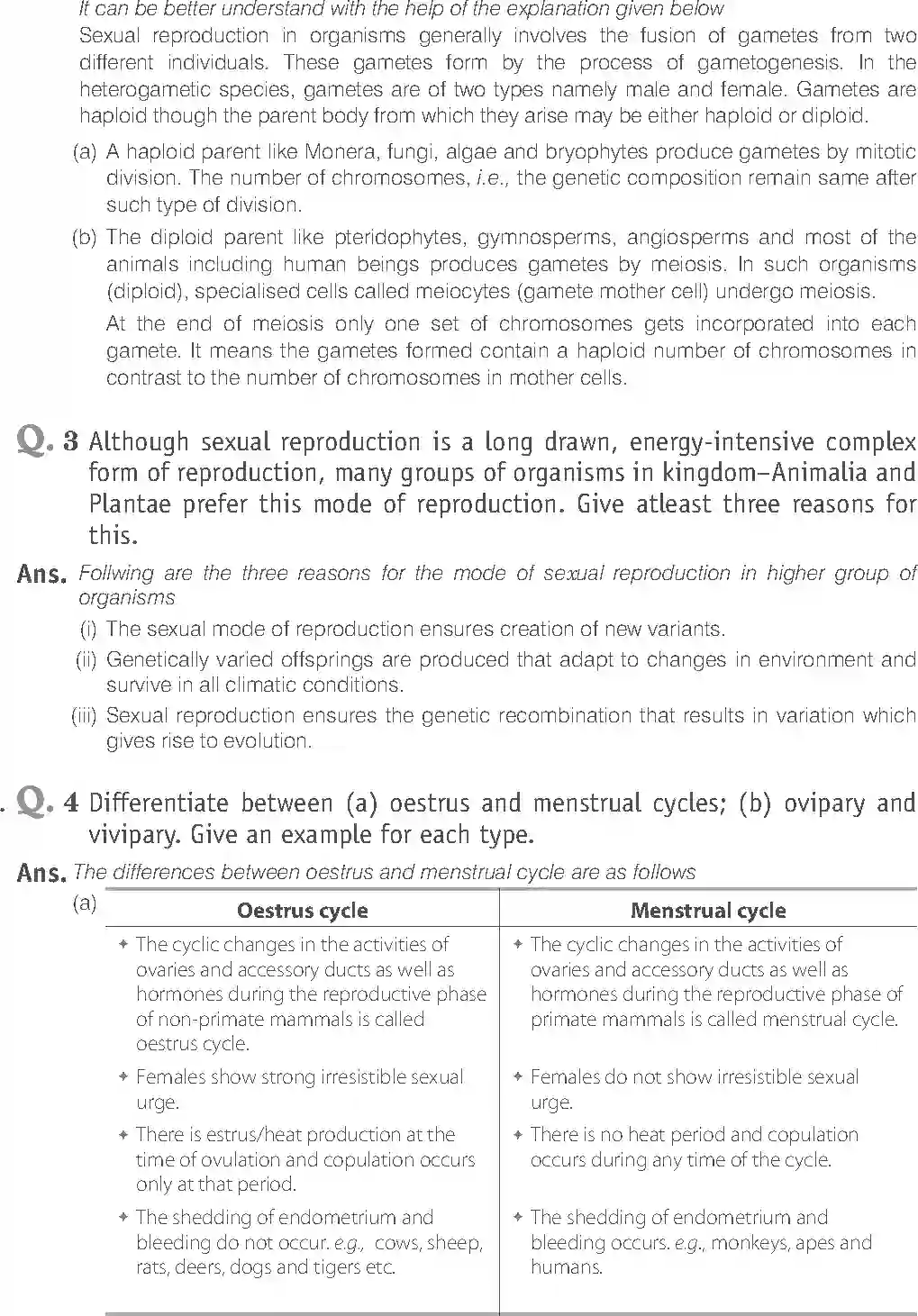 Class 12 Biology Exemplar Reproduction in Organisms Solution