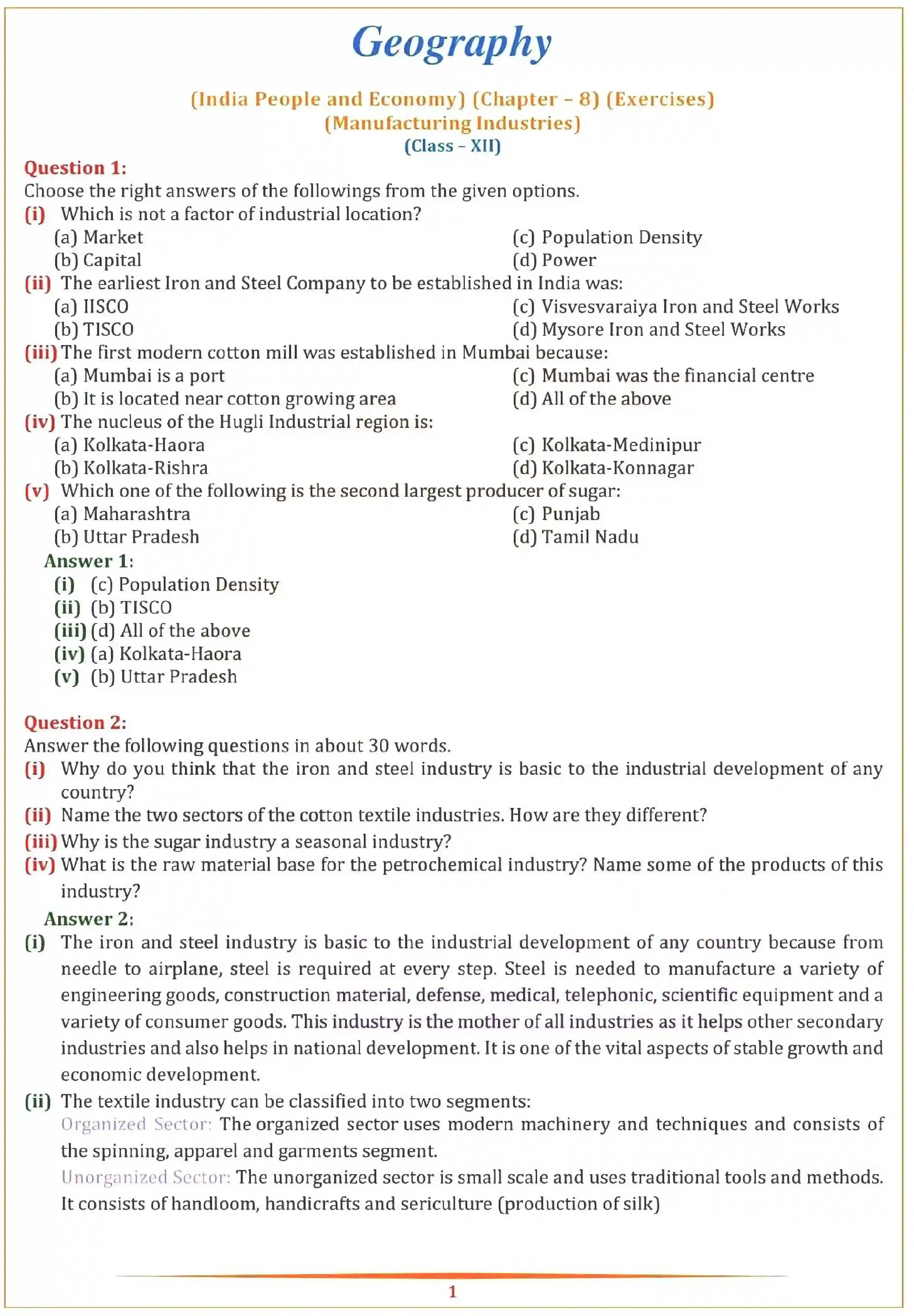 NCERT-Solution-Class-12-Geography-Chapter-8-Manufacturing-Industries-152-page-1