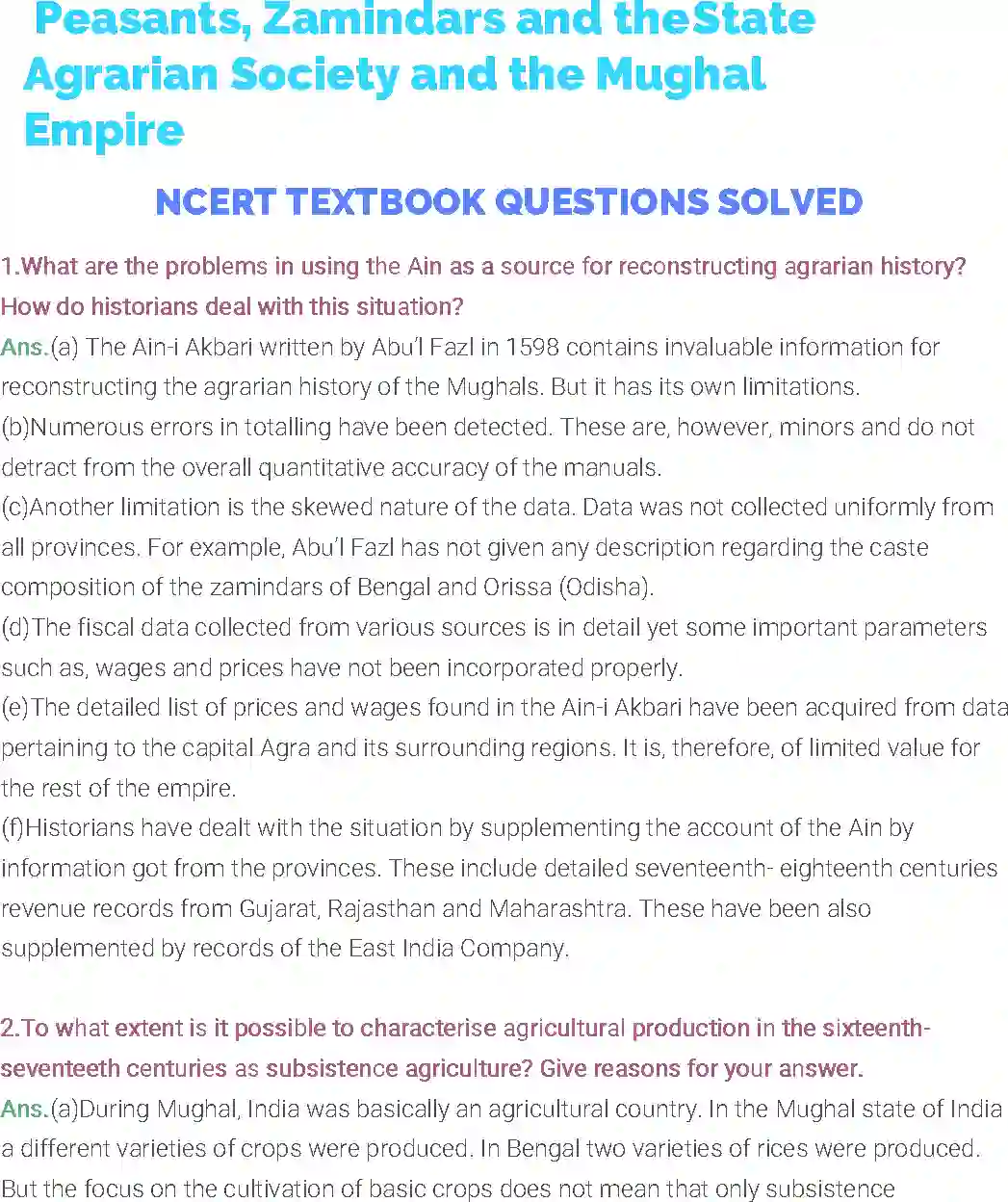NCERT-Solution-Class-12-History-Chapter-8-Peasants-Zamindars-and-the-State-Agrarian-Society-and-the-Mughal-Empire-127-page-1