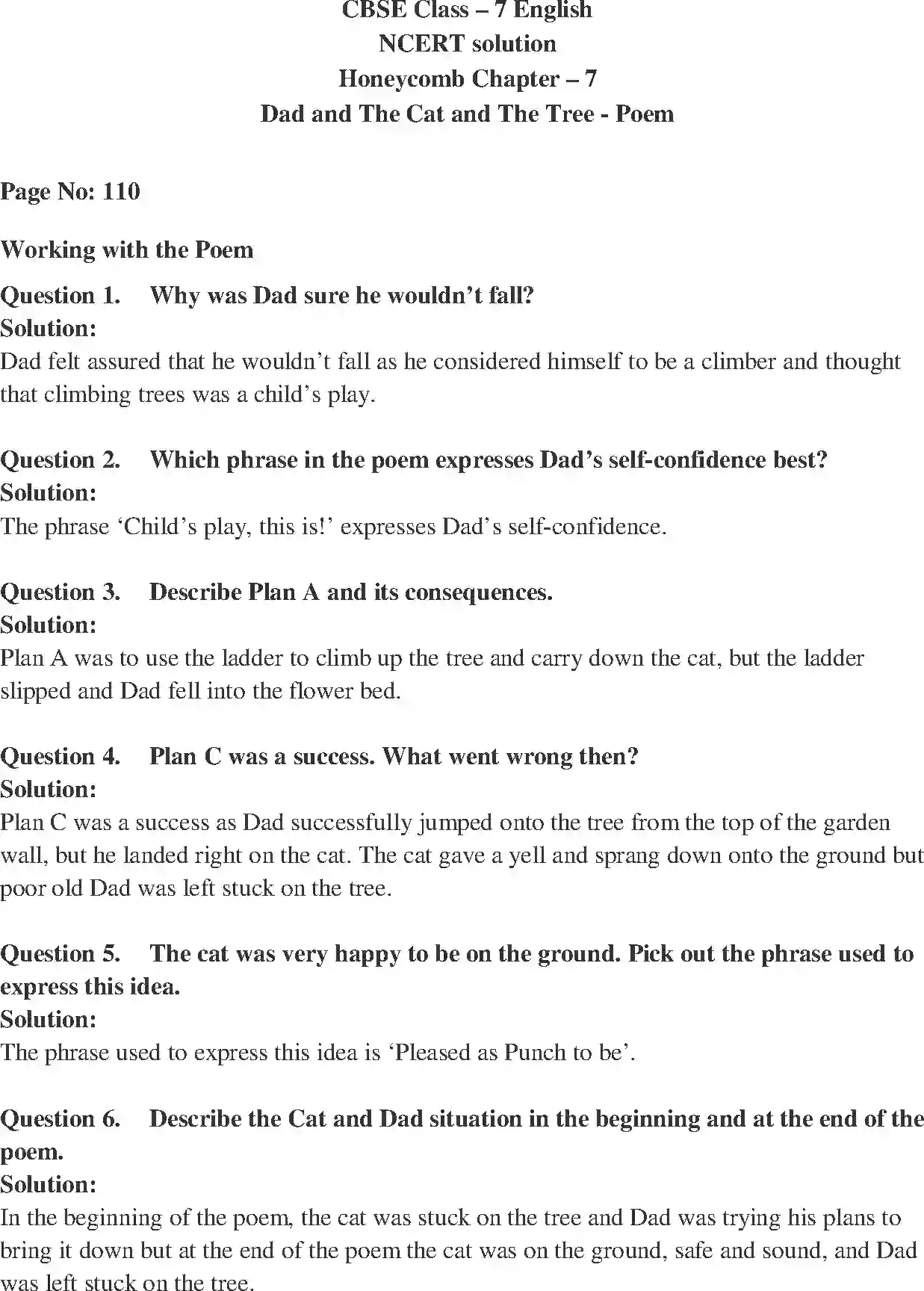 NCERT-Solution-Class-7-English-Honeycomb-Dad-And-the-Cat-and--the-Tree-1522-page-1