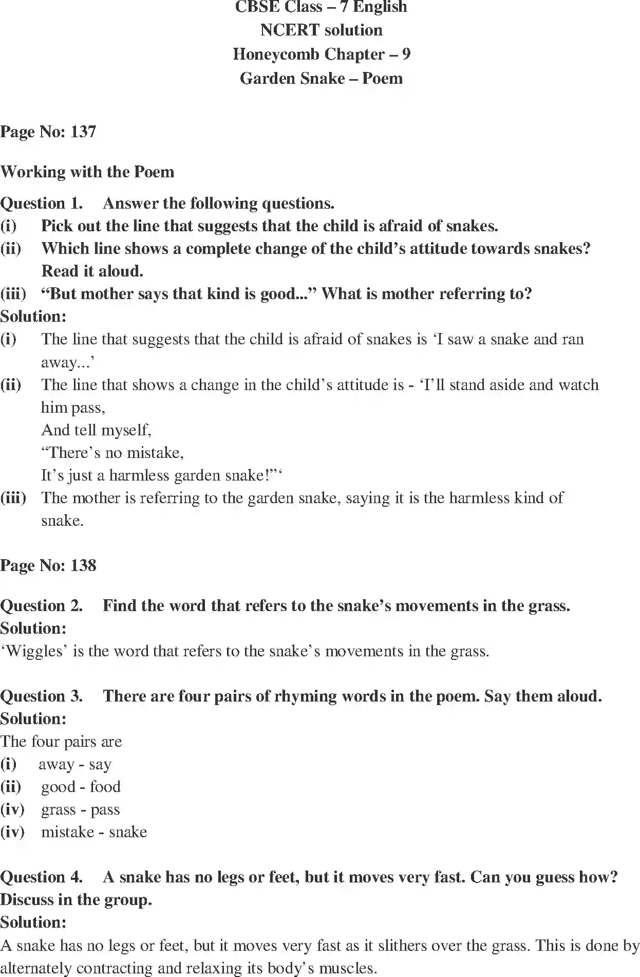 NCERT-Solution-Class-7-English-Honeycomb-Garden-Snake-3696-page-1