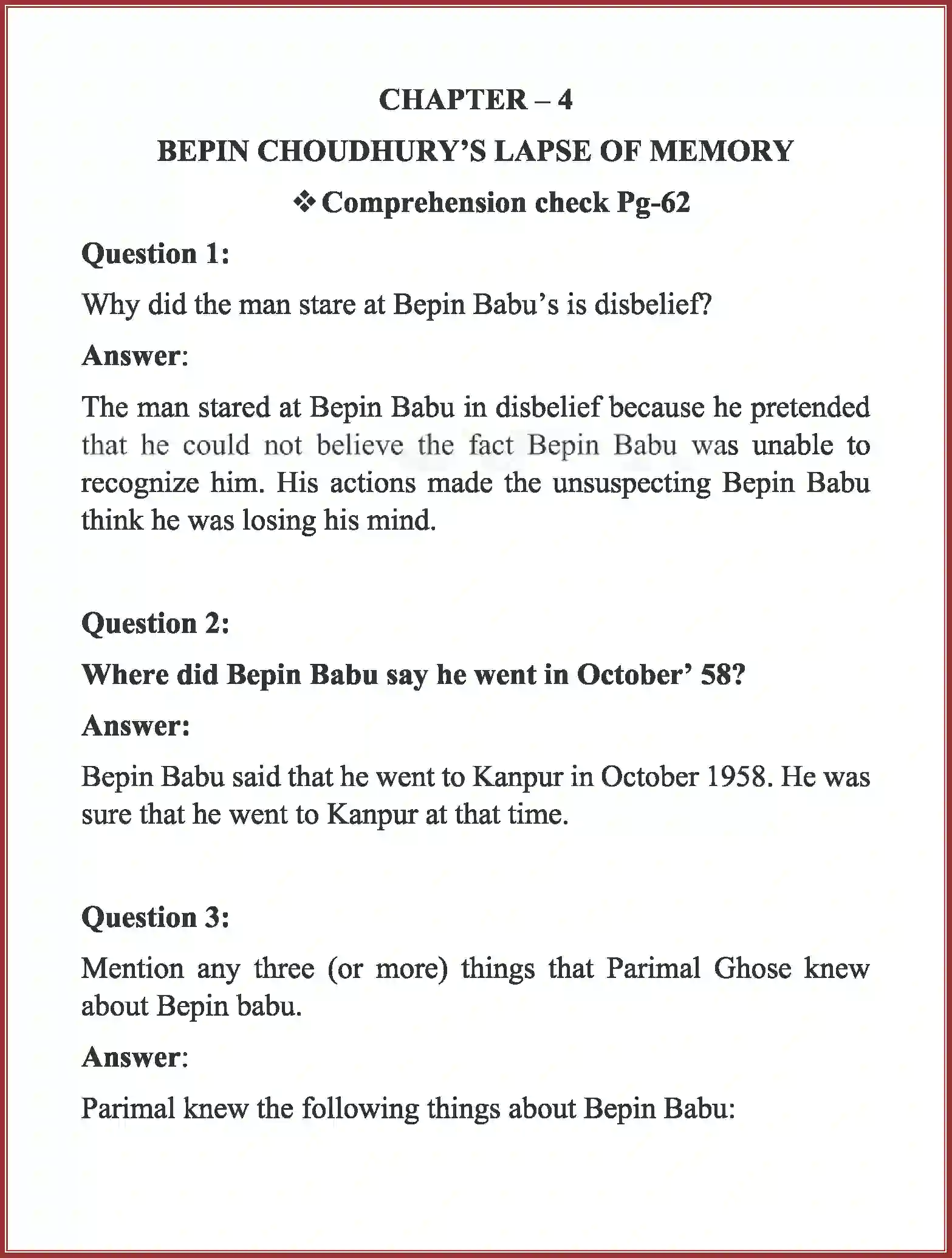 NCERT-Solution-Class-8-English-Honeydew-Bepin-Choudhury’s-Lapse-of-Memory-1332-page-1