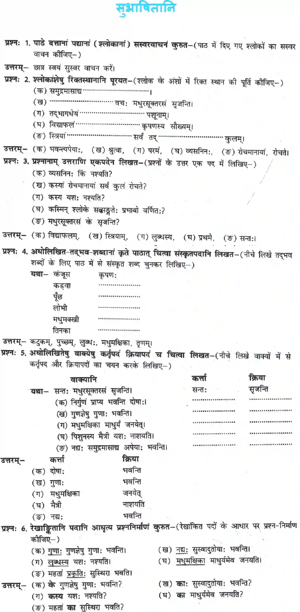 NCERT-Solution-Class-8-Sanskrit-Ruchira-Chapter-1-Subhaashitaani-3575-page-1