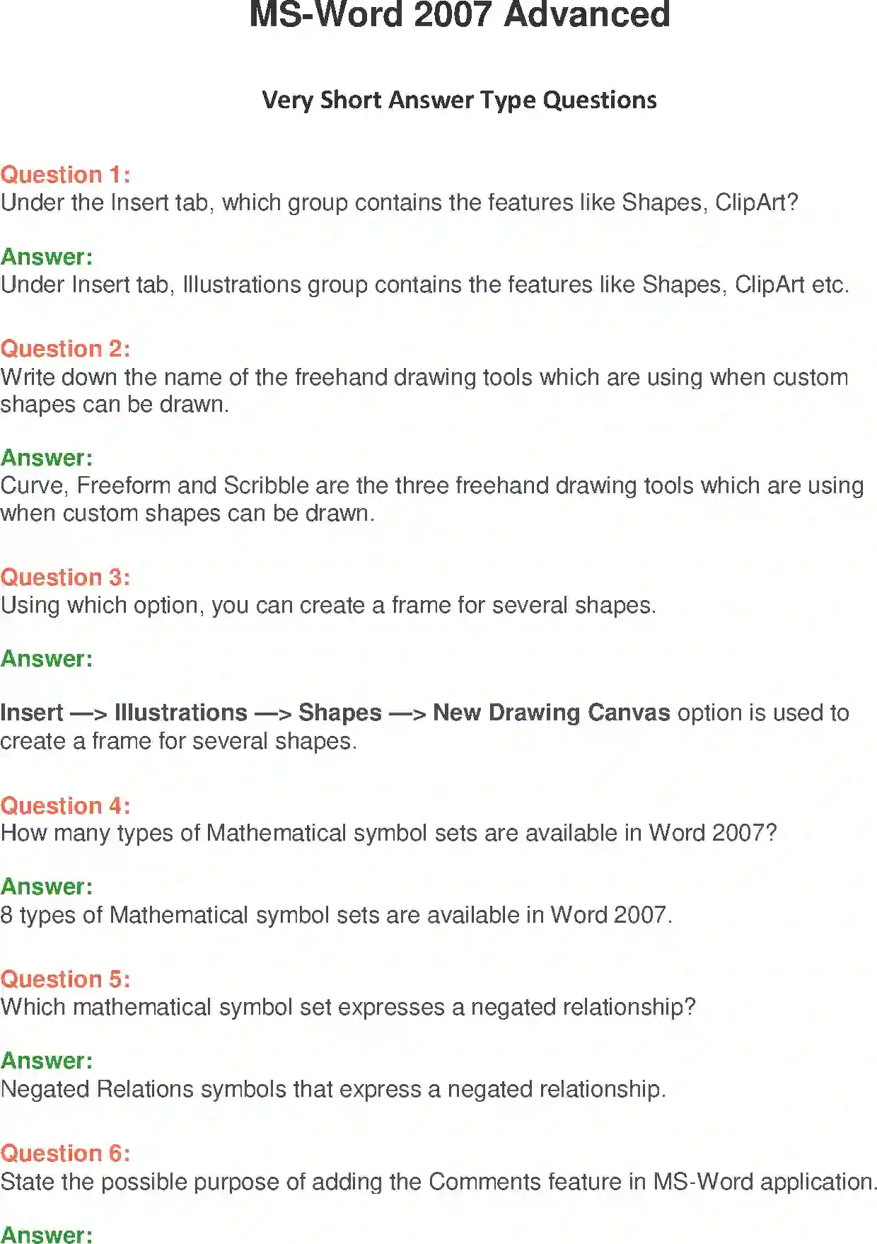 NCERT-Solution-Class-9-Foundation-of-Information-Technology-MSWord-2007-Advanced-1206-page-1