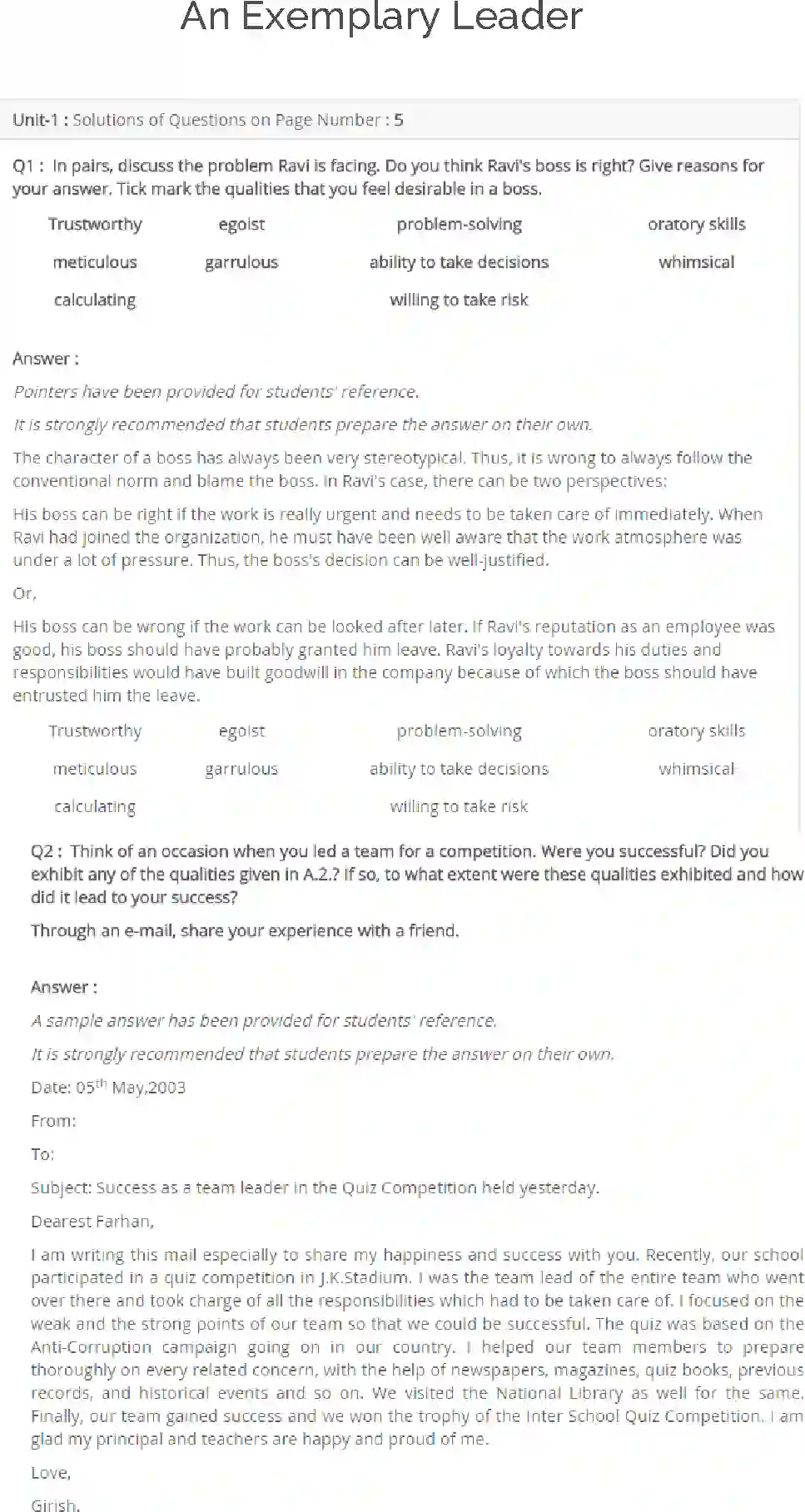 NCERT-Solution-Class-9-Main-Course-MCB-An-Exemplary-Leader-1161-page-1