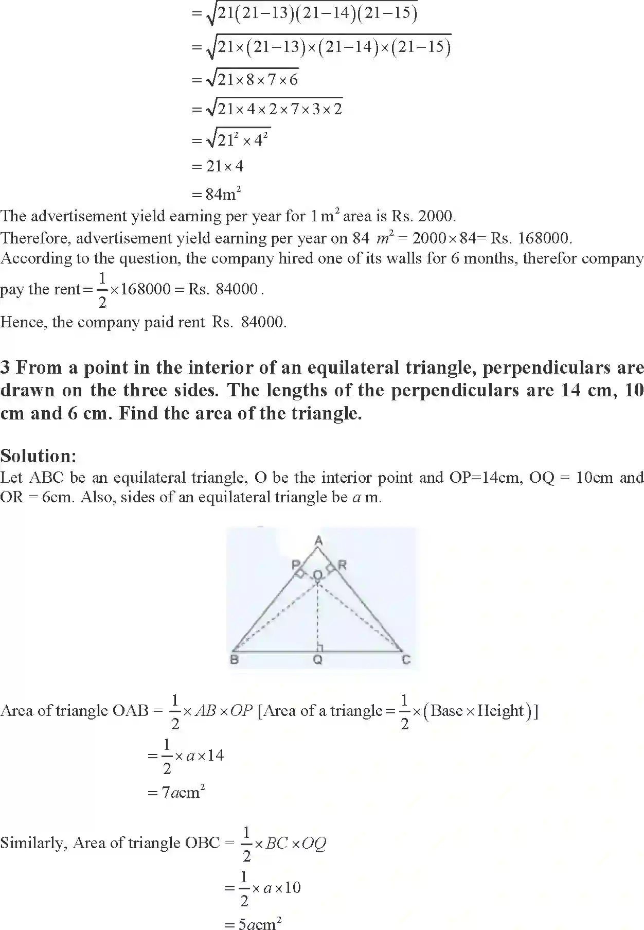 Class 9 Maths Exemplar Heron’s Formula Exemplar Solution