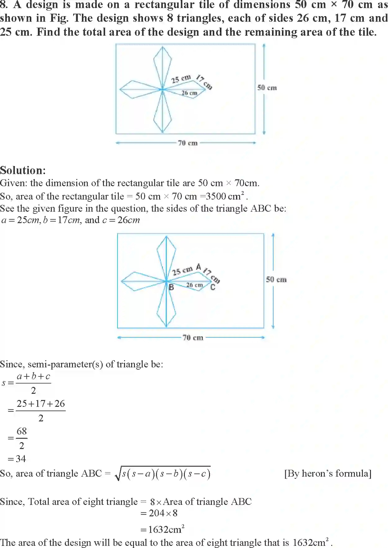 Class 9 Maths Exemplar Heron’s Formula Exemplar Solution