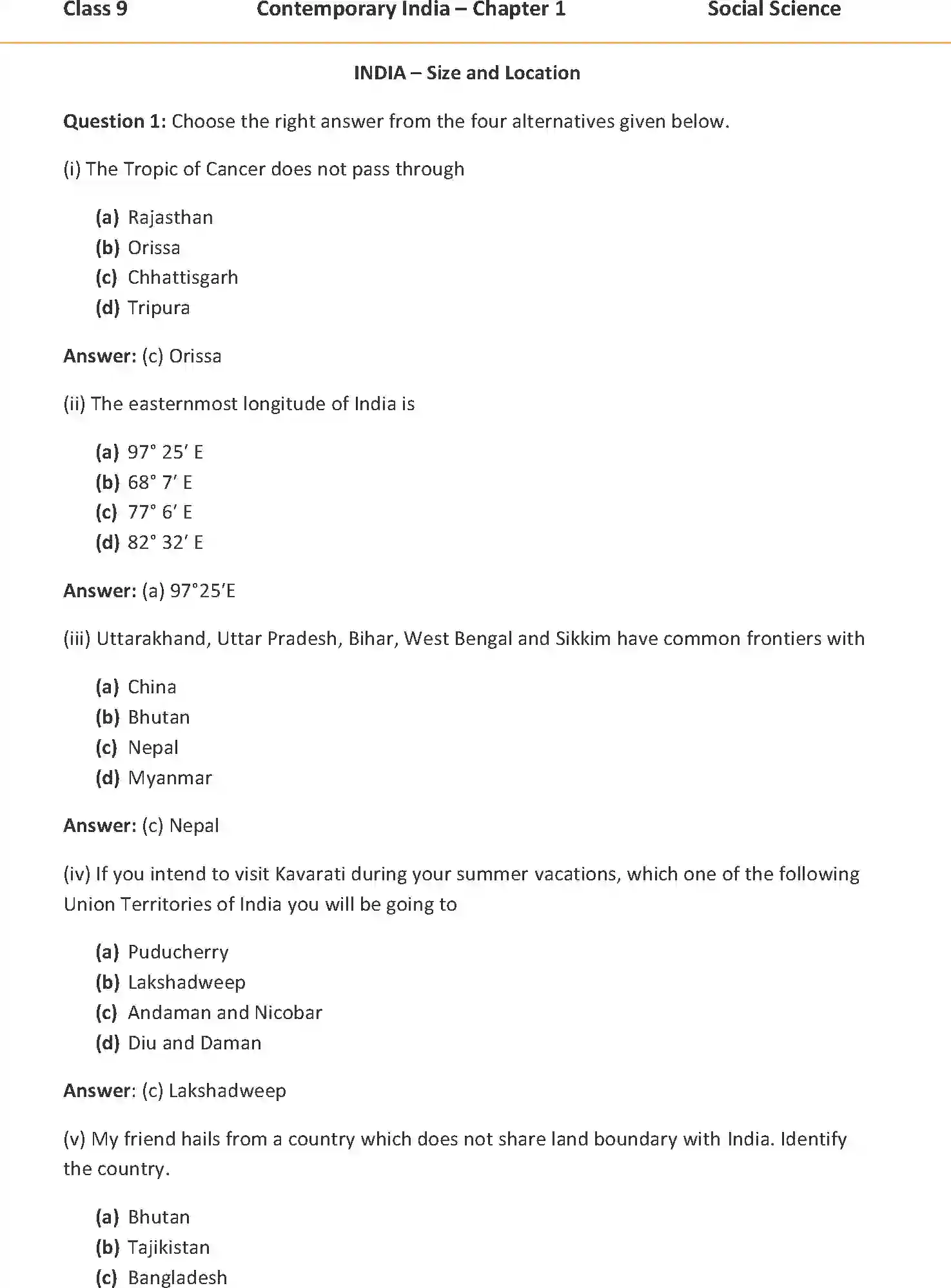 NCERT-Solution-Class-9-Social-Science-India-–-Size-and-Location-3241-page-1